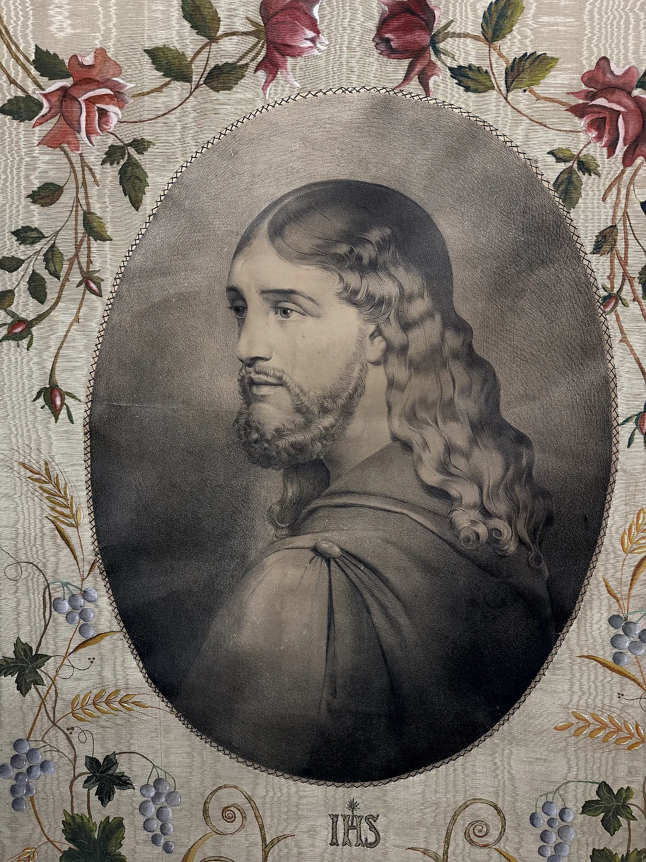 Antico disegno a carboncino XIX unica vera immagine Gesù da antica 3
