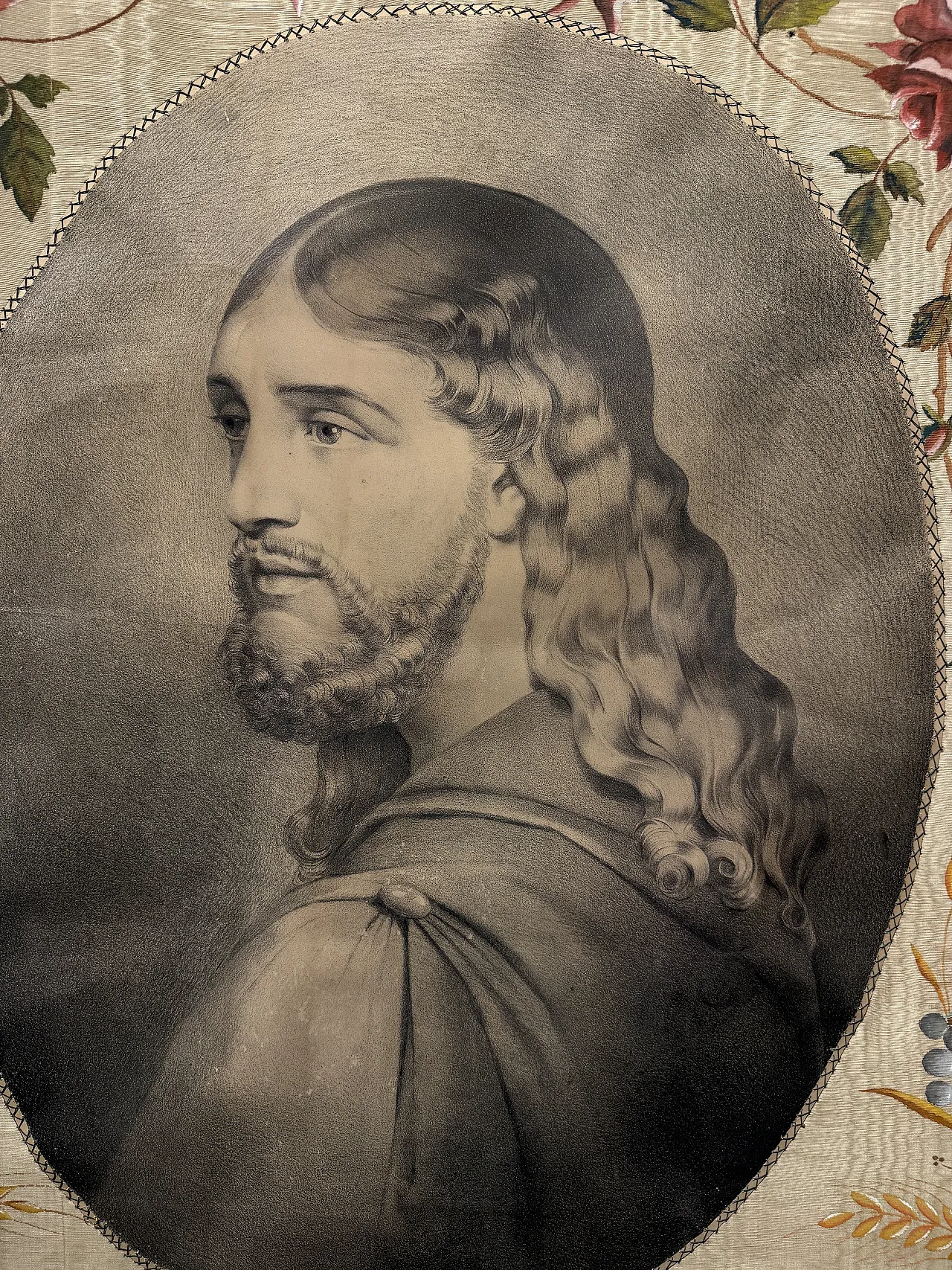 Antico disegno a carboncino XIX unica vera immagine Gesù da antica 16