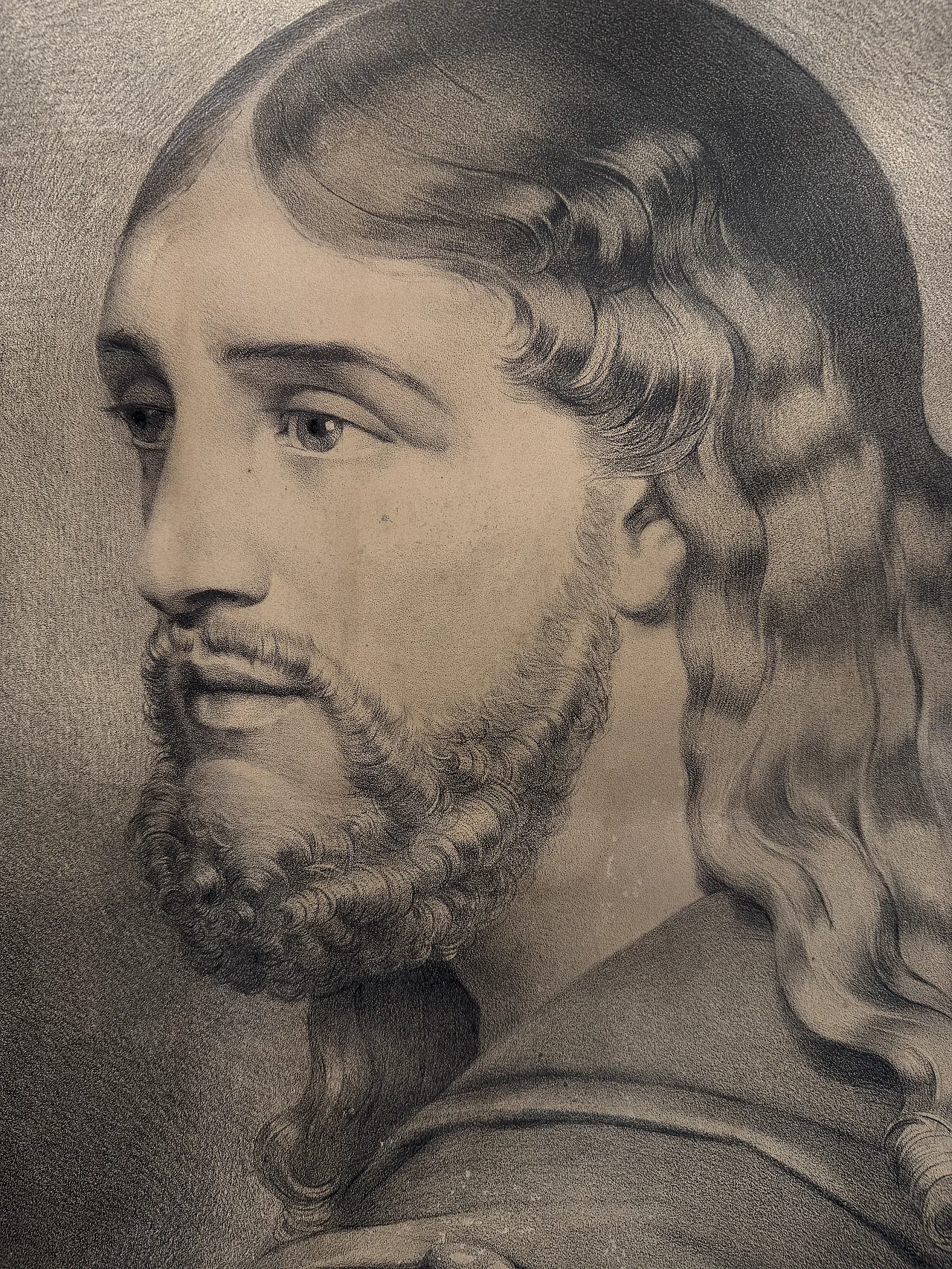 Antico disegno a carboncino XIX unica vera immagine Gesù da antica 22