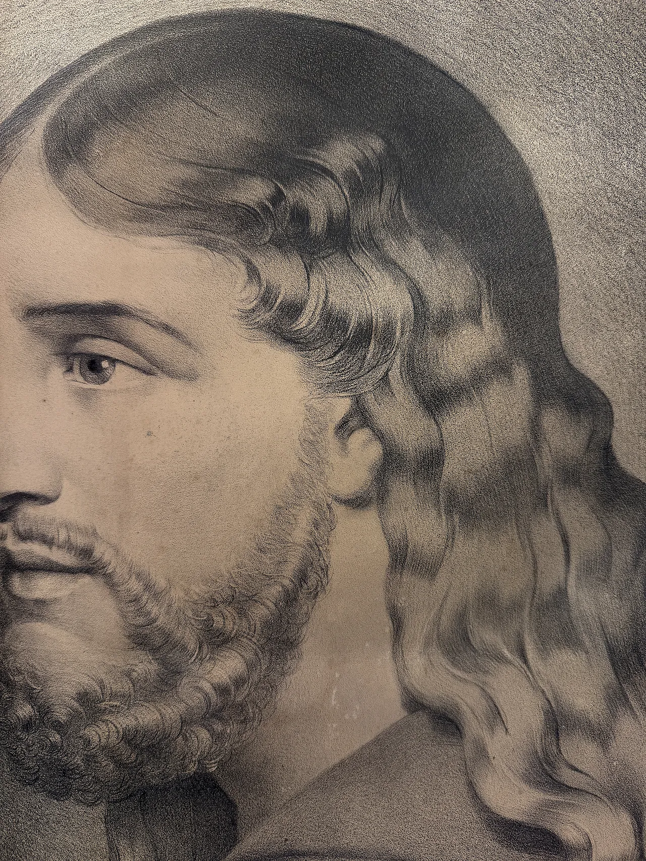 Antico disegno a carboncino XIX unica vera immagine Gesù da antica 24