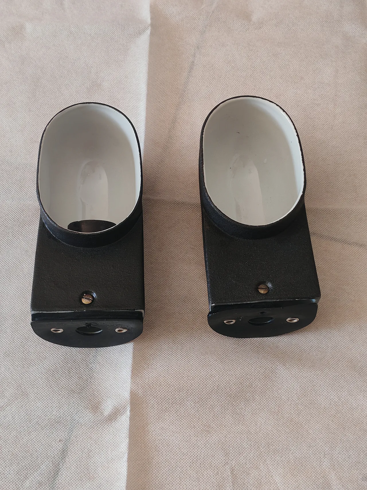 Pair of bathroom wall lights enamelled metal, 70s 2