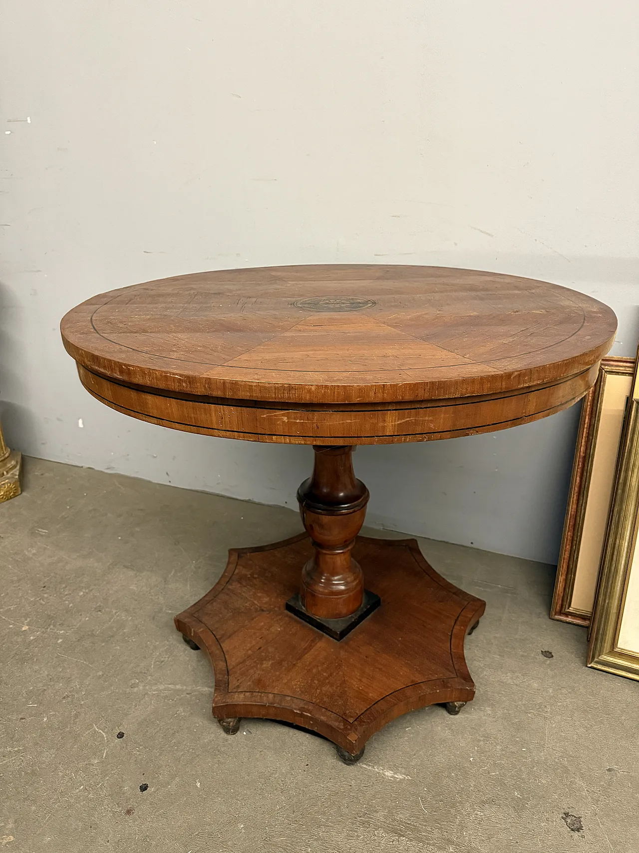 Carlo X table in cherry wood with inlays, 19th century 1