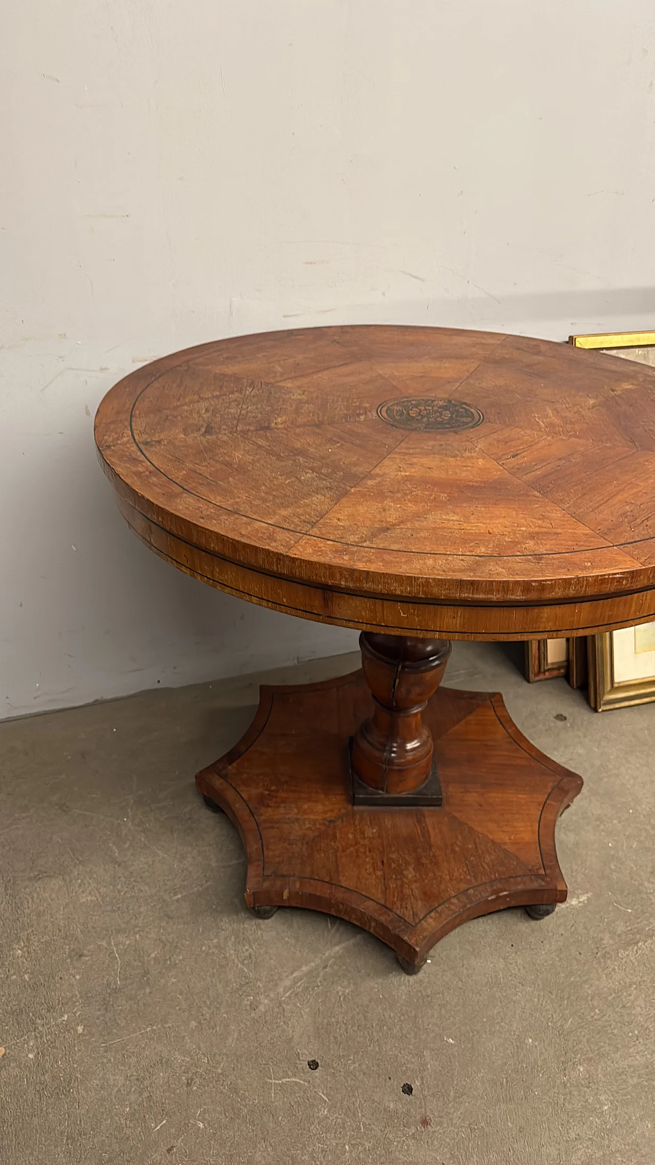 Carlo X table in cherry wood with inlays, 19th century 2