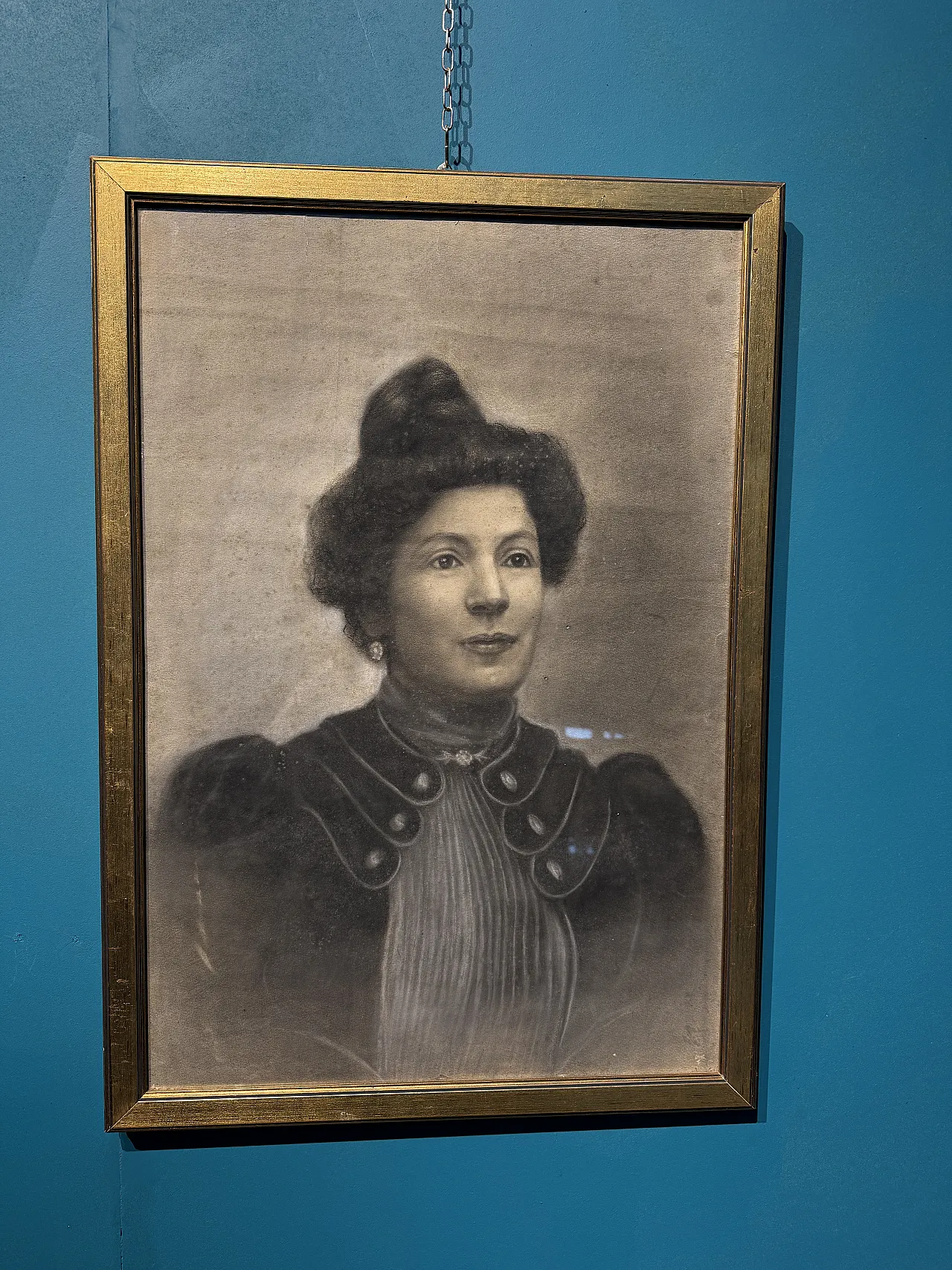 Ritratto realizzato a carboncino su carta, di dama, primo '900 1