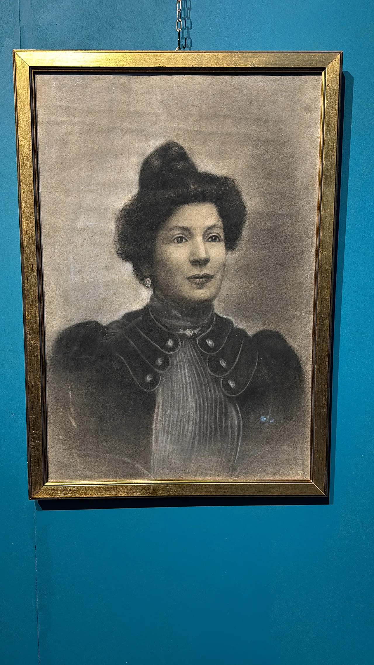 Ritratto realizzato a carboncino su carta, di dama, primo '900 2