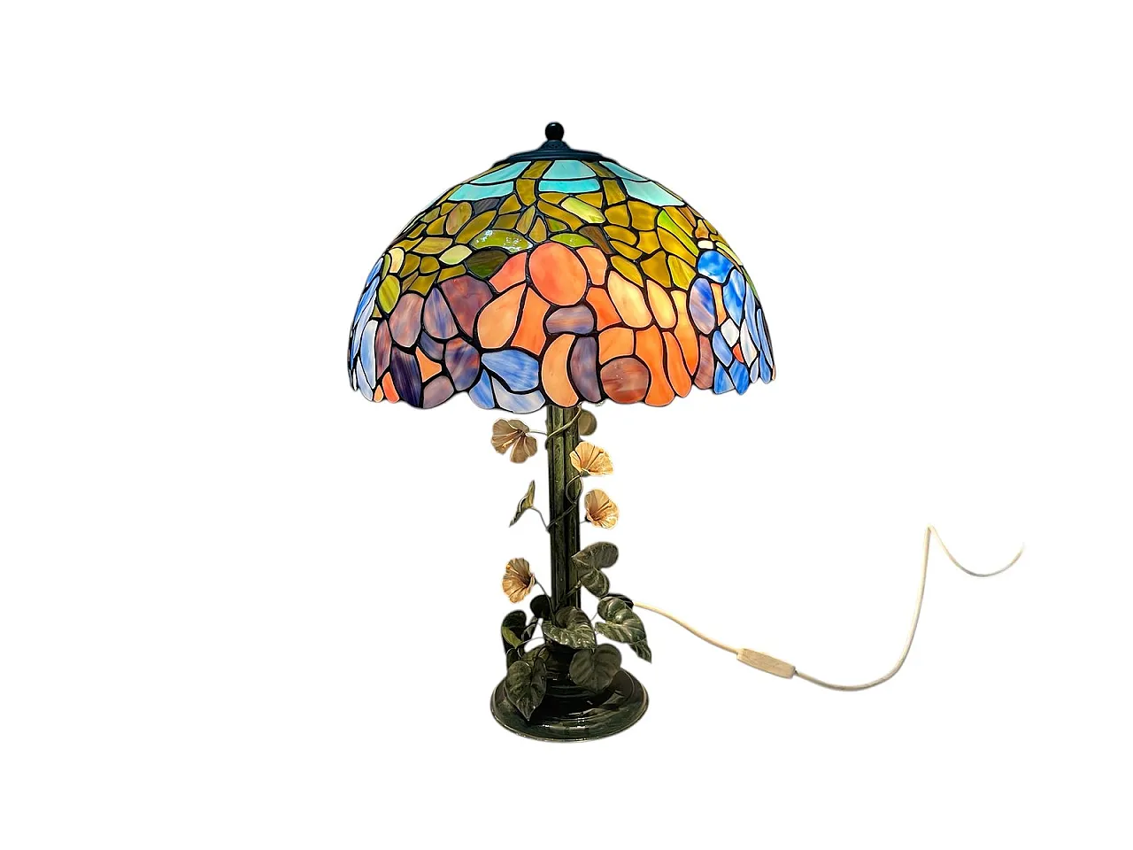 Tole Flower table lamp by Tiffany, 1960s 1