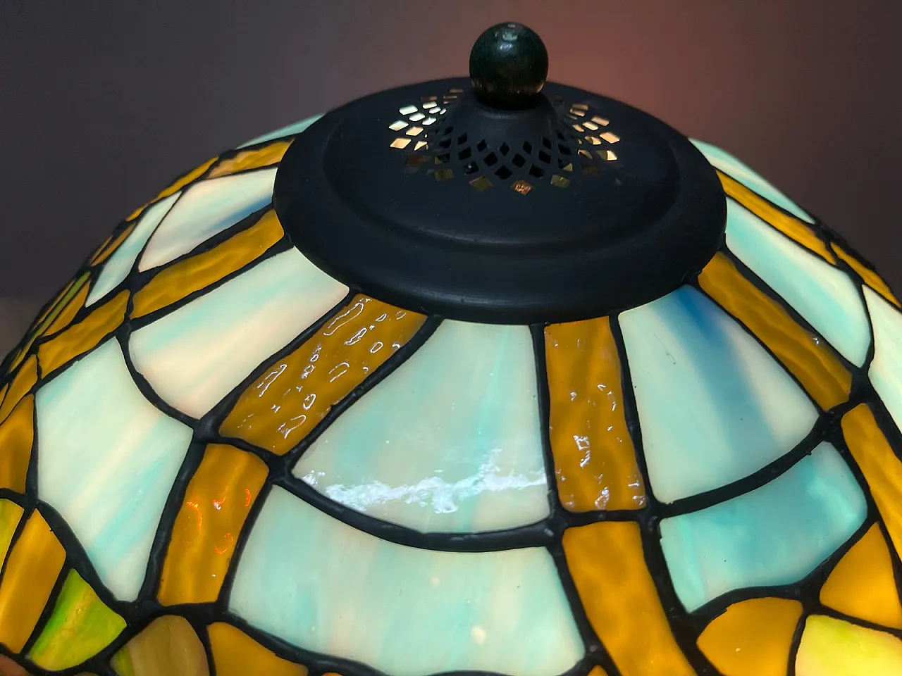 Tole Flower table lamp by Tiffany, 1960s 11