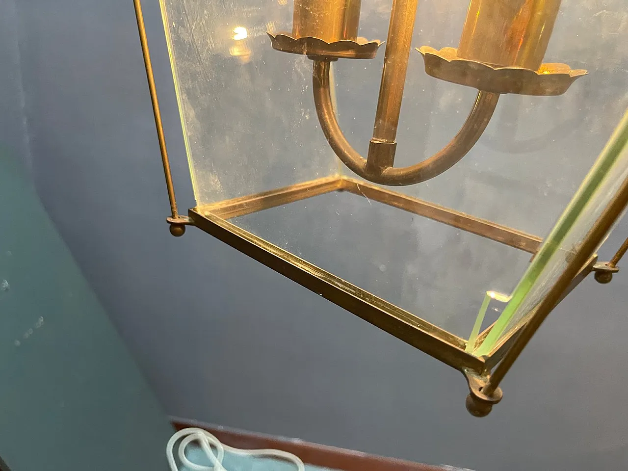 Mid-Century Modern Italian Faceted Glass and Brass Lantern in the Style of G. Ulrich, 1940s 4