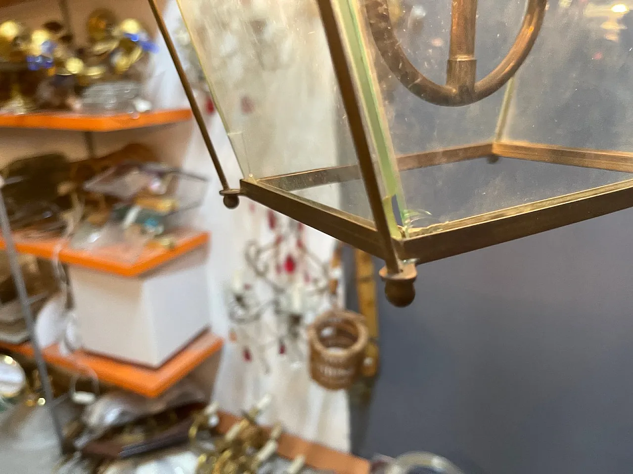 Mid-Century Modern Italian Faceted Glass and Brass Lantern in the Style of G. Ulrich, 1940s 5