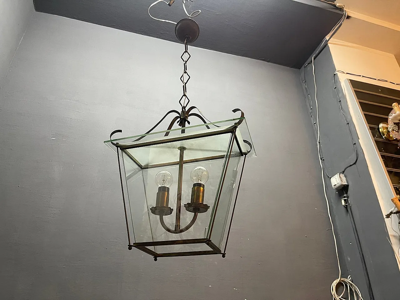 Mid-Century Modern Italian Faceted Glass and Brass Lantern in the Style of G. Ulrich, 1940s 9