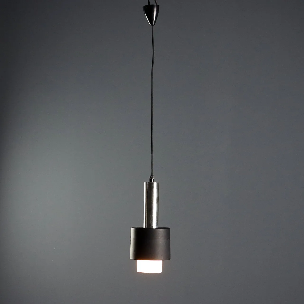 Lampadario in vetro e alluminio, anni '60 1