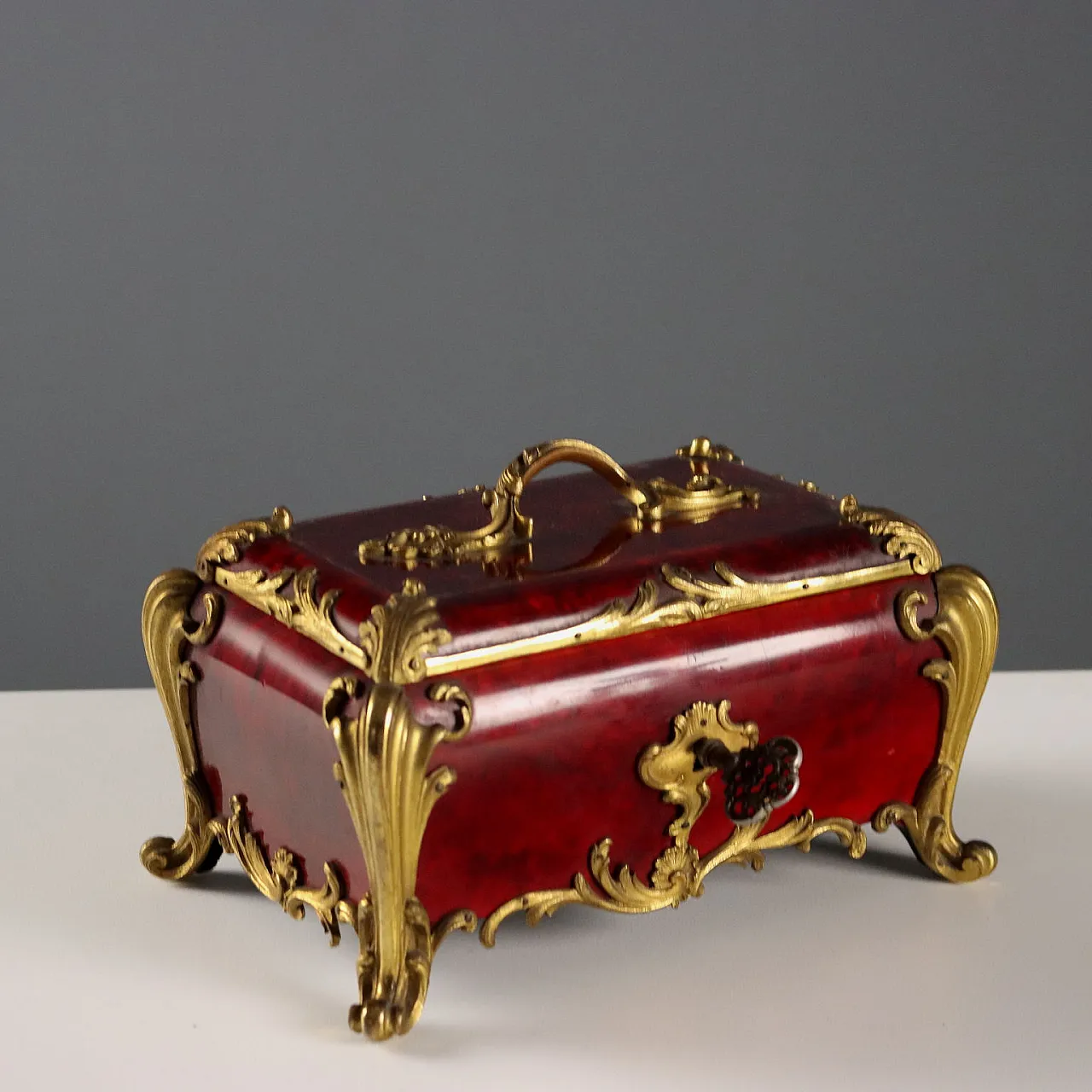 Napoleon III wooden and bronze jewelery box, 20th century 1