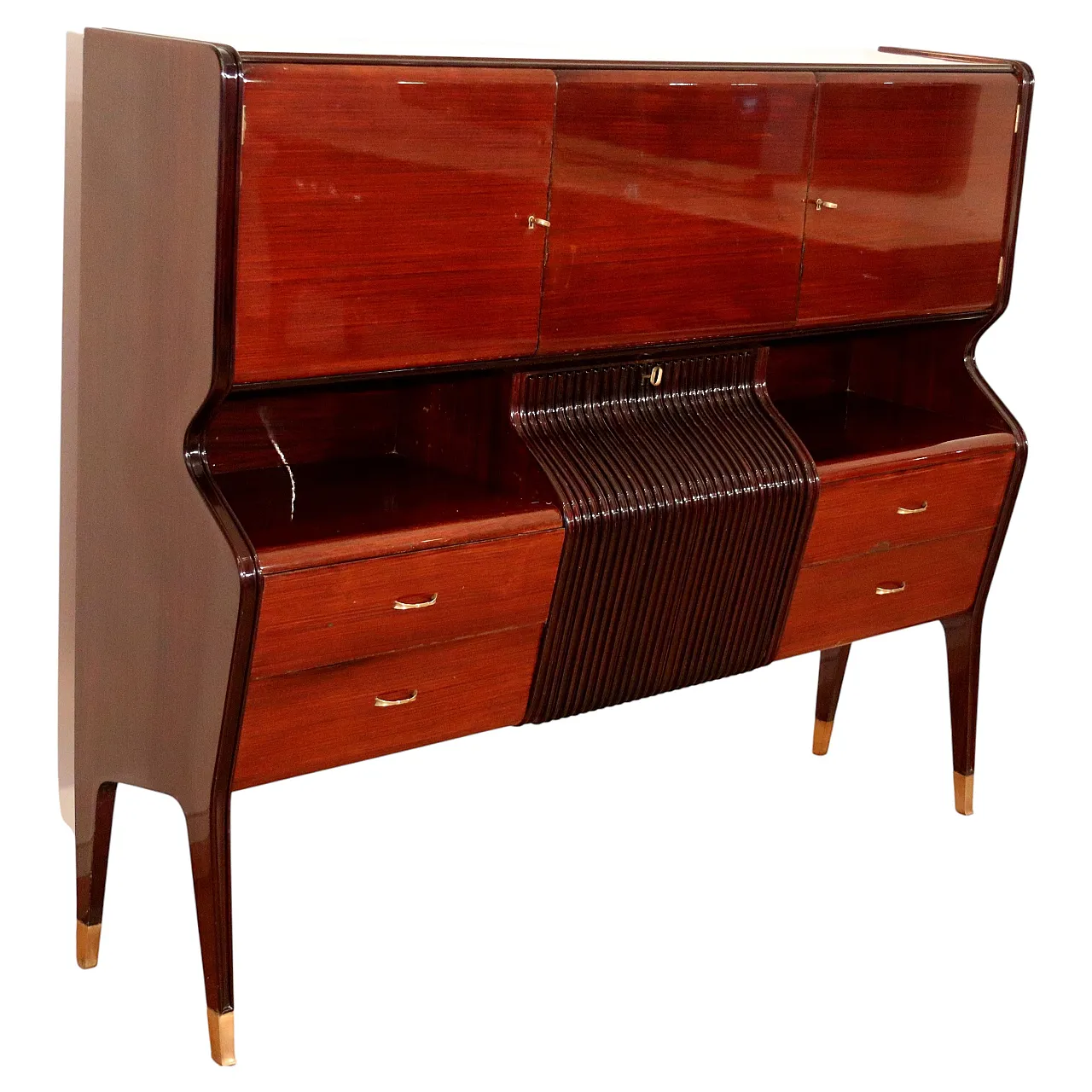 Credenza di Osvaldo Borsani in mogano, palissandro e acero, anni '50 1
