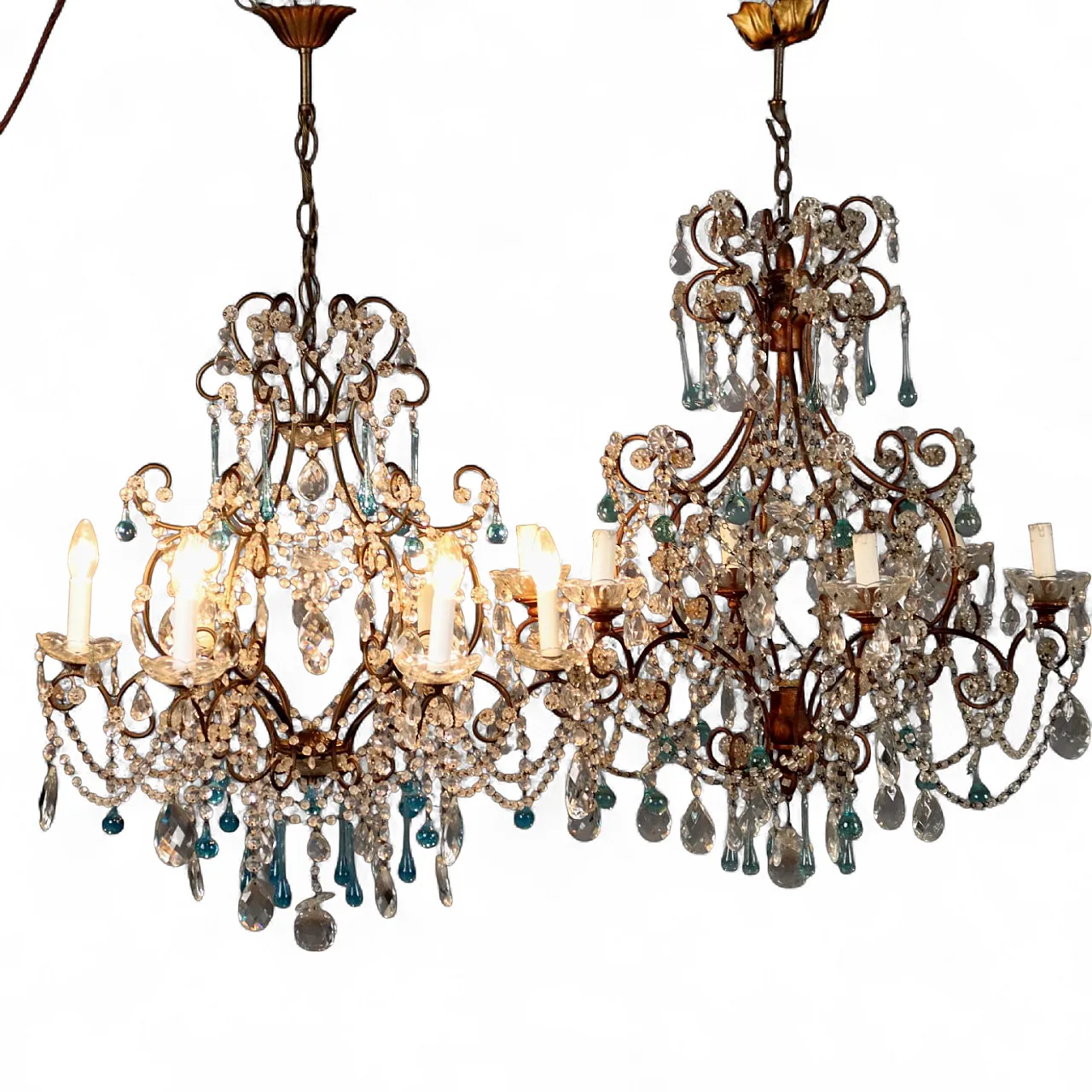 Coppia di lampadari a sei luci, '800 11