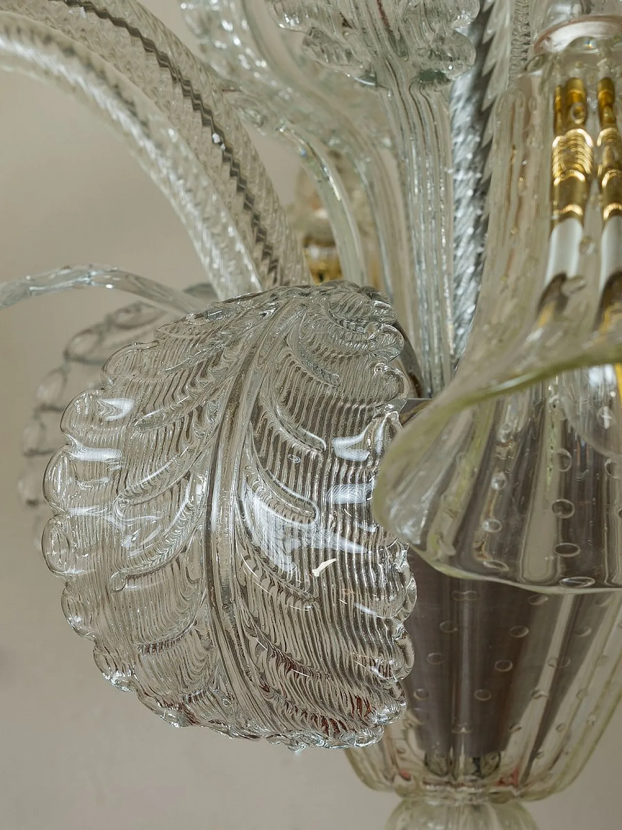 Six-Light Murano blown glass chandelier by Barovier & Toso, 1930s 6