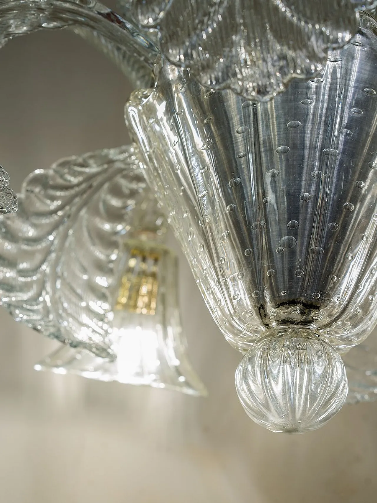 Six-Light Murano blown glass chandelier by Barovier & Toso, 1930s 7