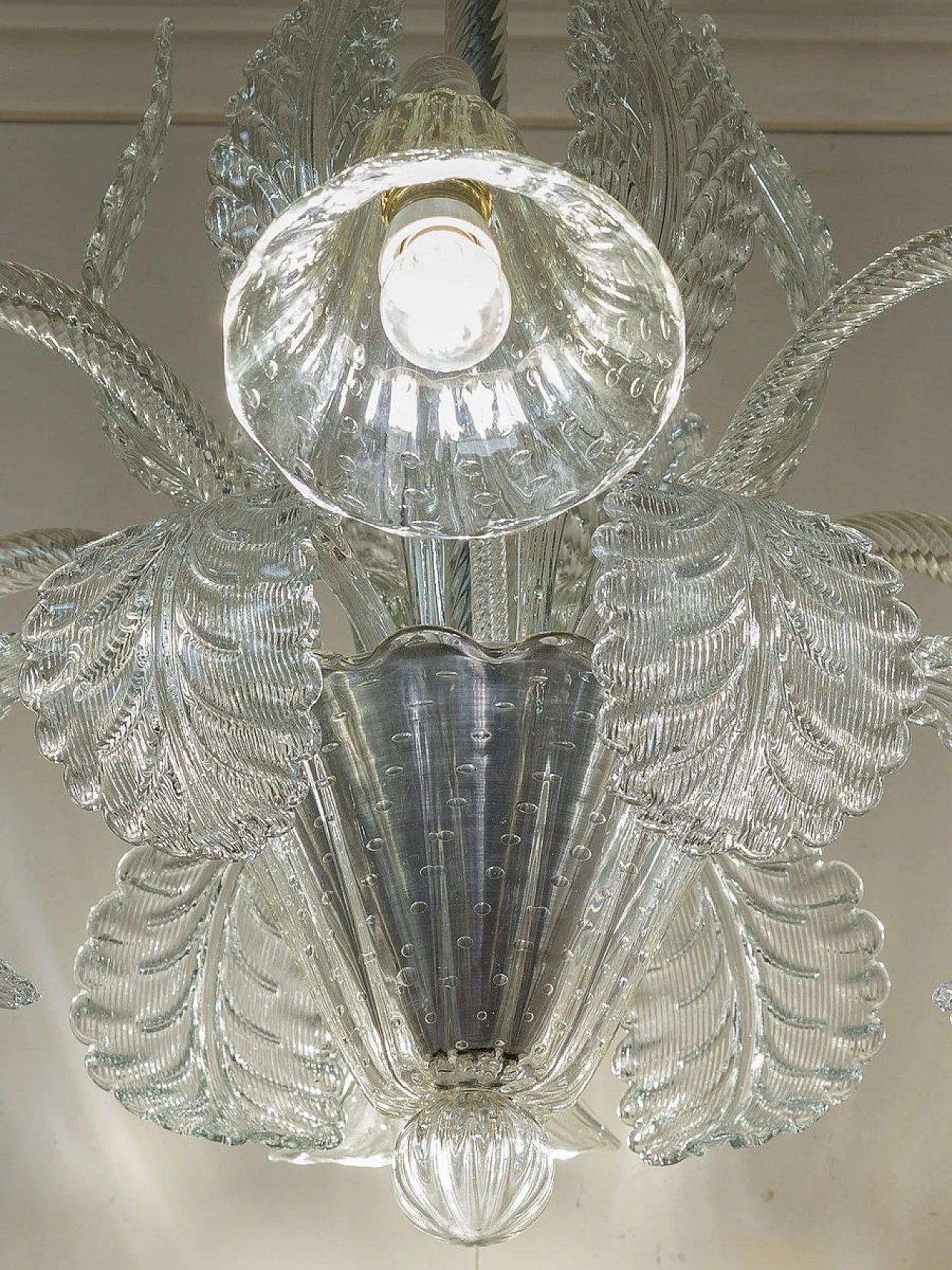 Six-Light Murano blown glass chandelier by Barovier & Toso, 1930s 14