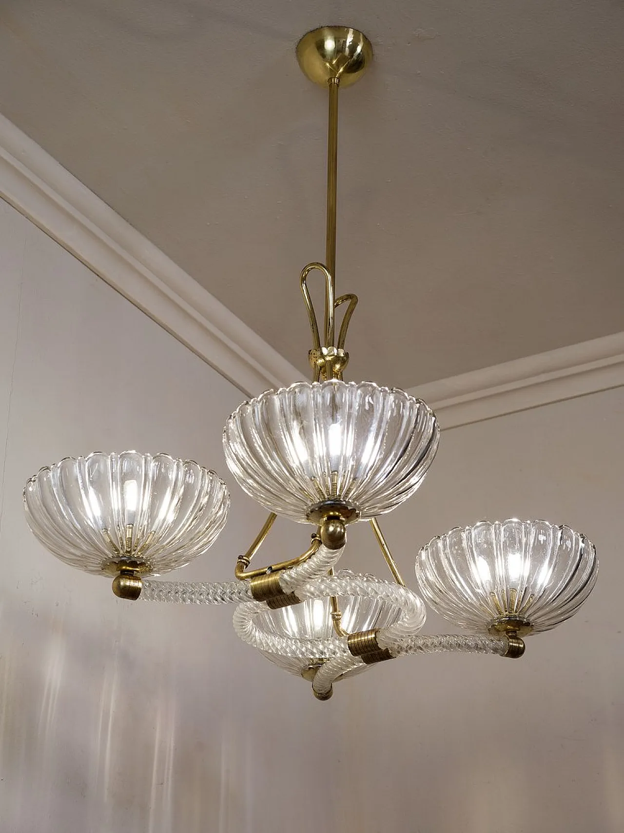 Venetian Murano glass 4-light chandelier, 1950s 1