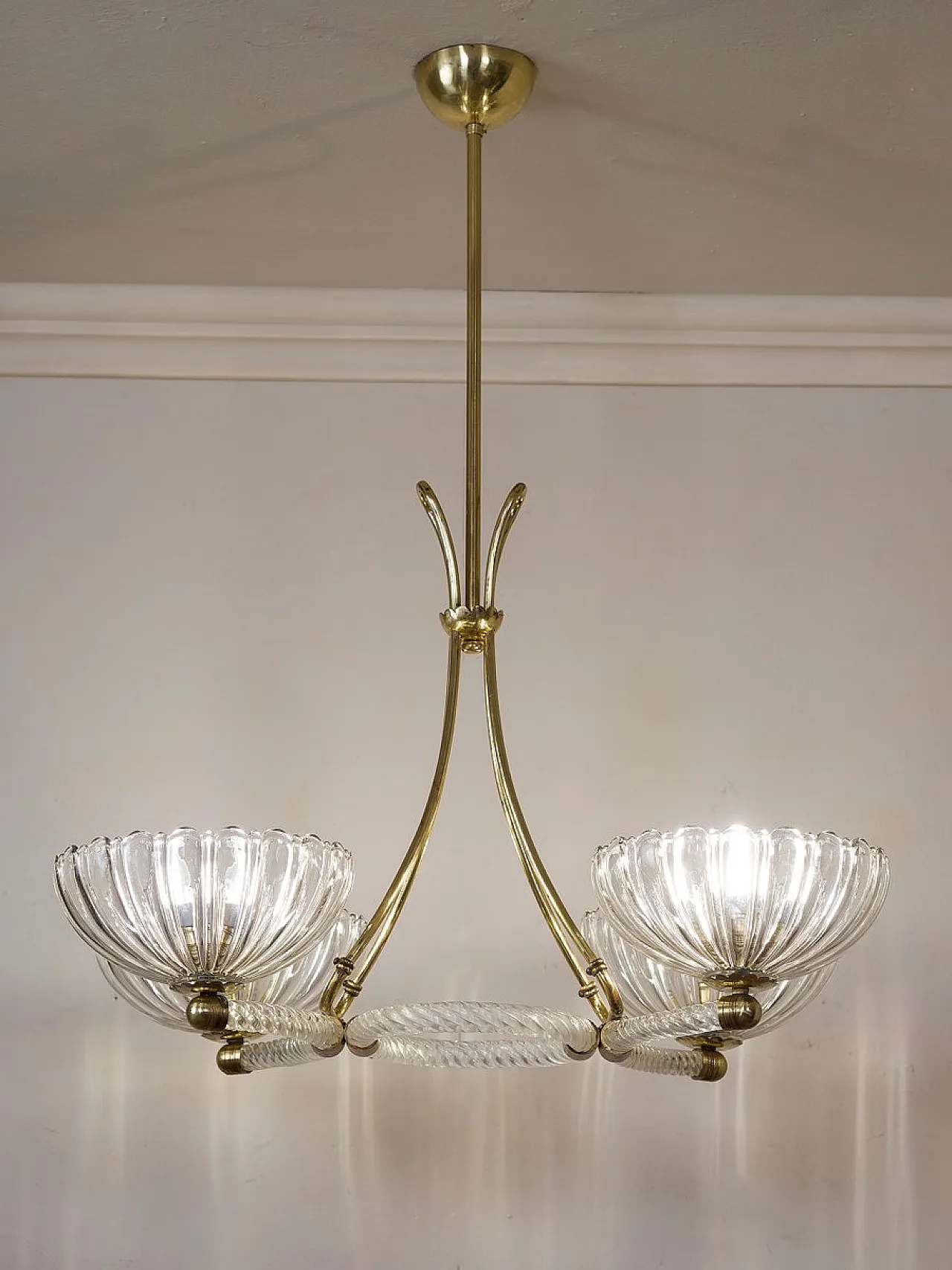 Venetian Murano glass 4-light chandelier, 1950s 2