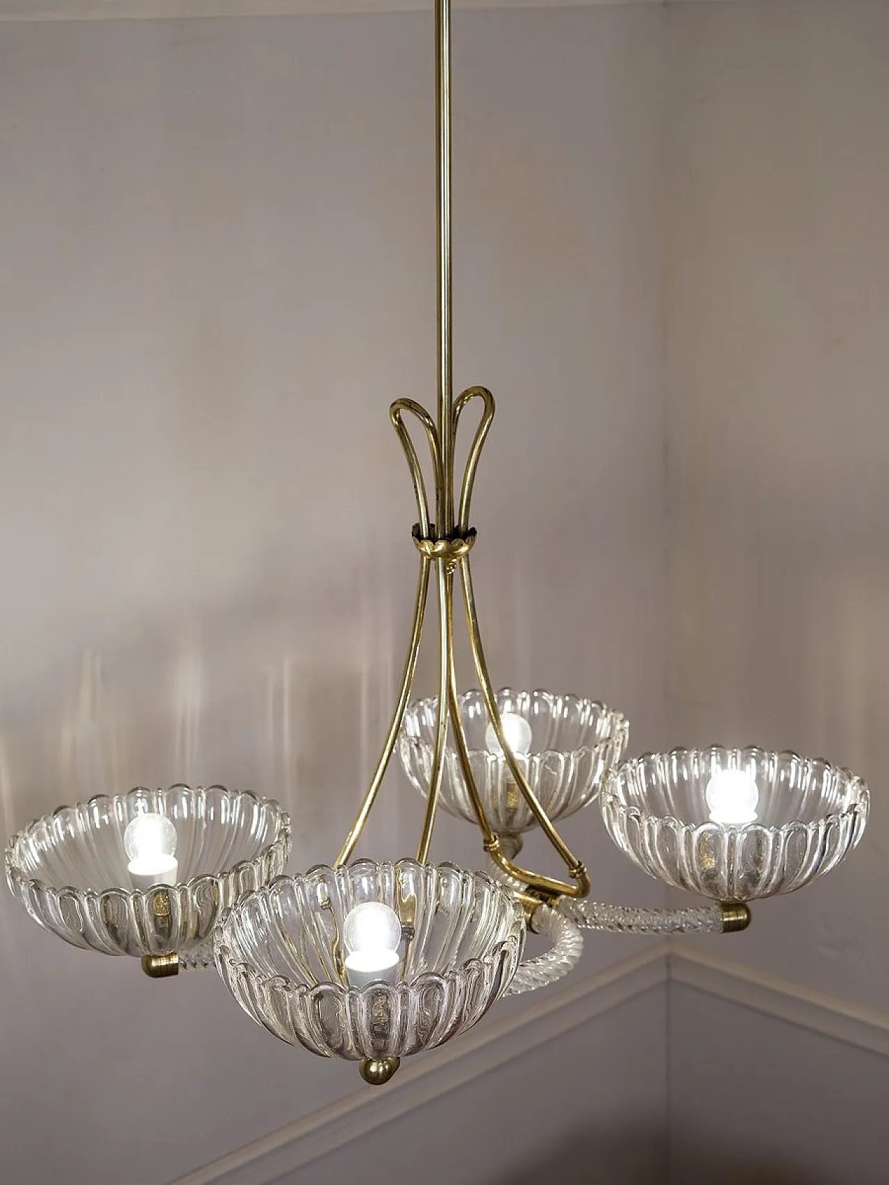 Venetian Murano glass 4-light chandelier, 1950s 3