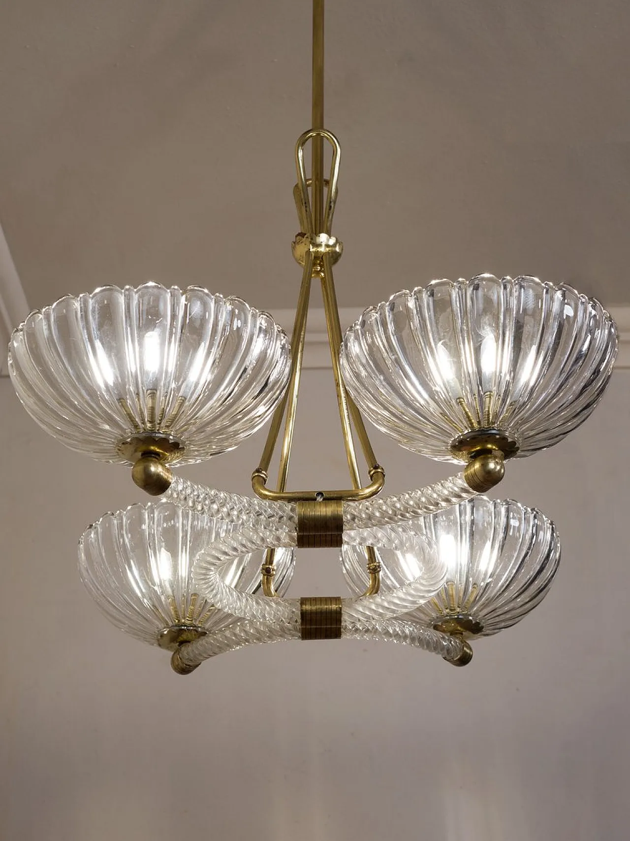 Venetian Murano glass 4-light chandelier, 1950s 4