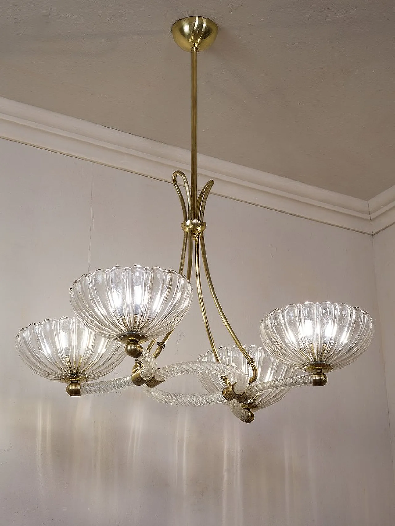 Venetian Murano glass 4-light chandelier, 1950s 10