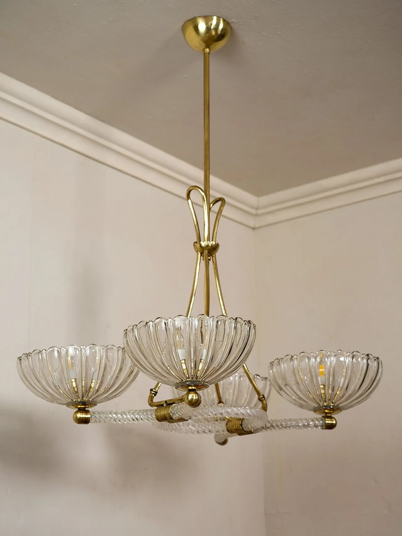 Venetian Murano glass 4-light chandelier, 1950s 11