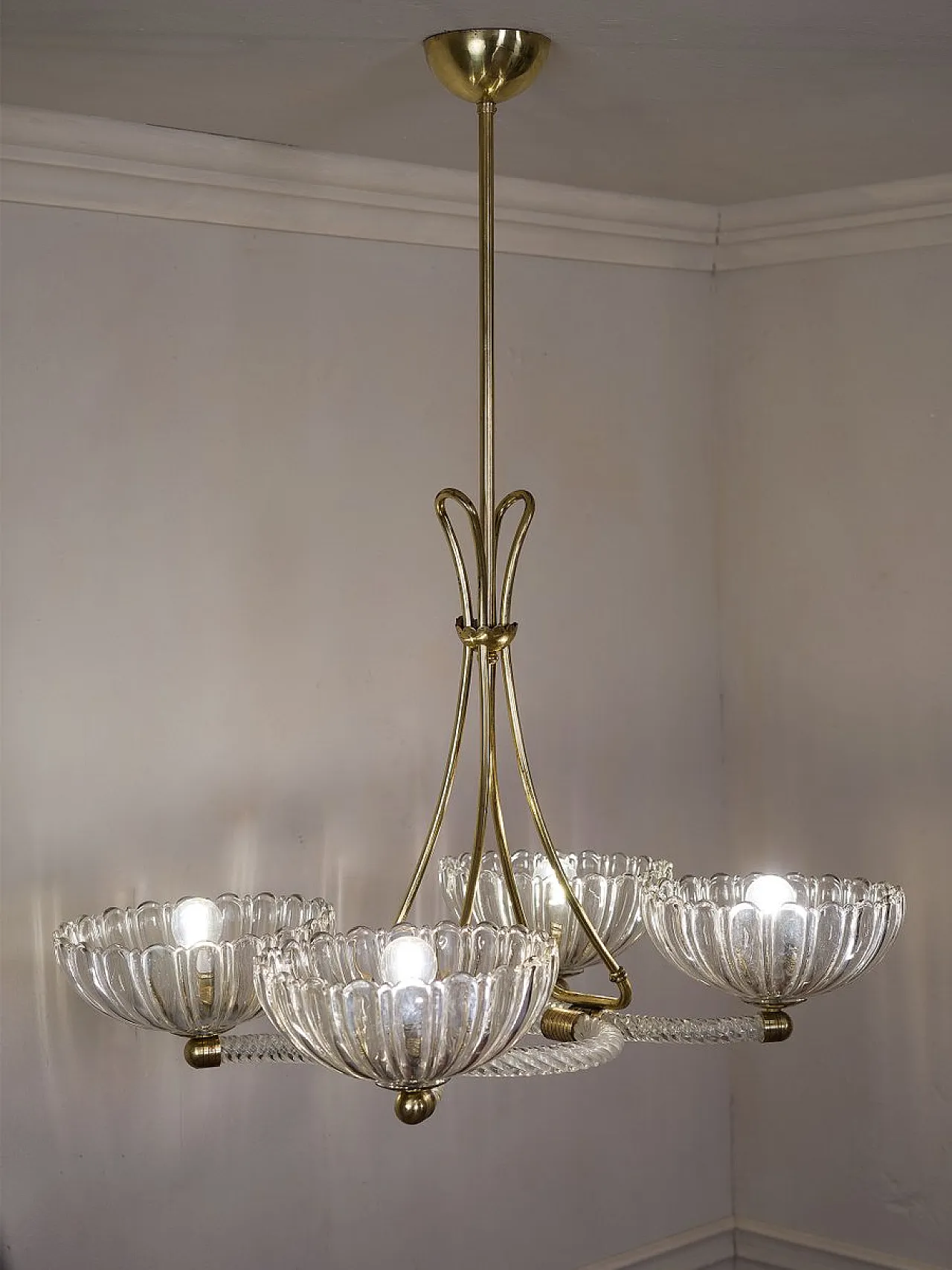 Venetian Murano glass 4-light chandelier, 1950s 12