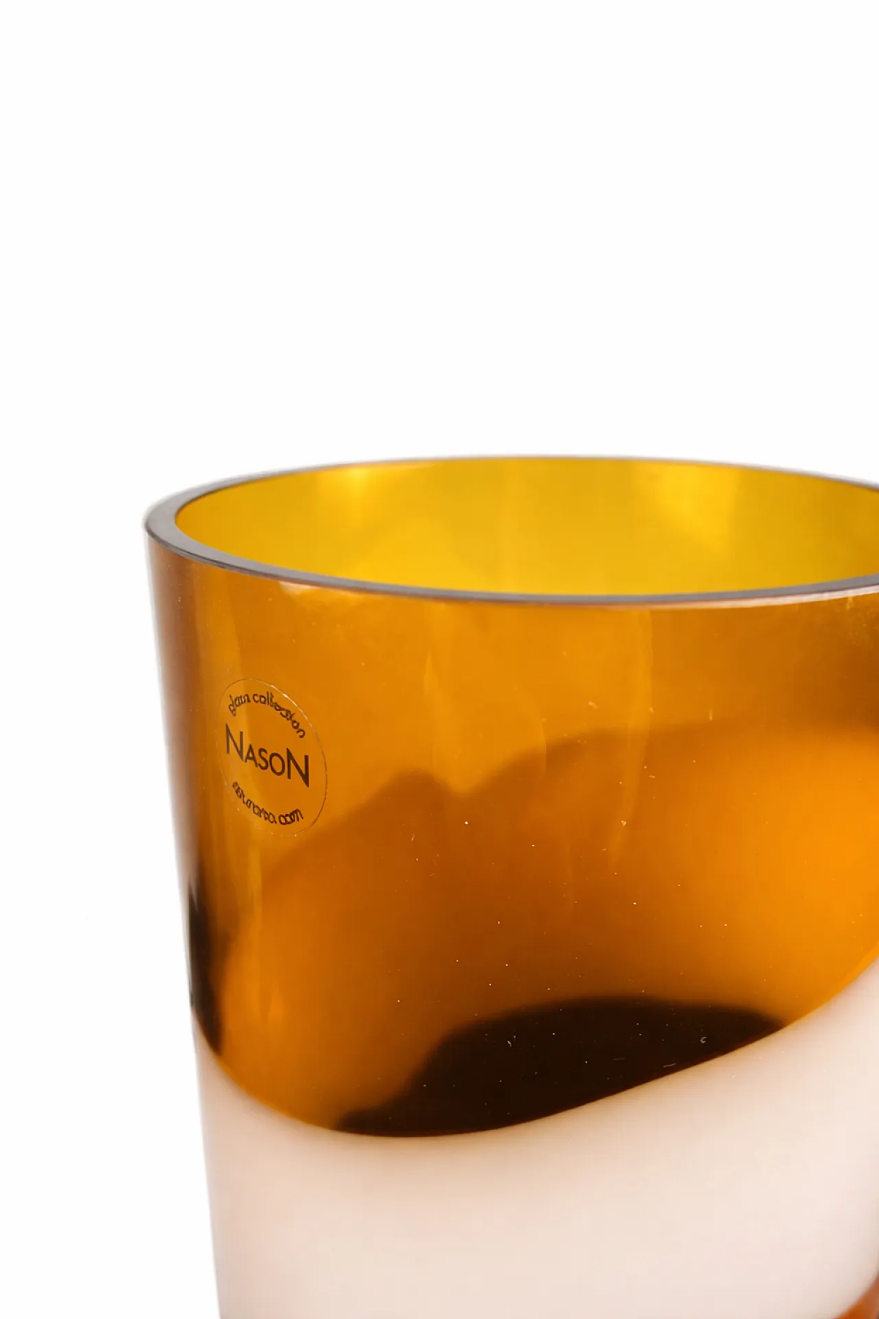 Murano Vase by Carlo Nason signed & original Box amber Art Glass, 2000 5