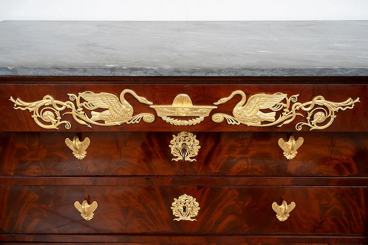 Empire chest of drawers in mahogany with marble top, 19th century 2