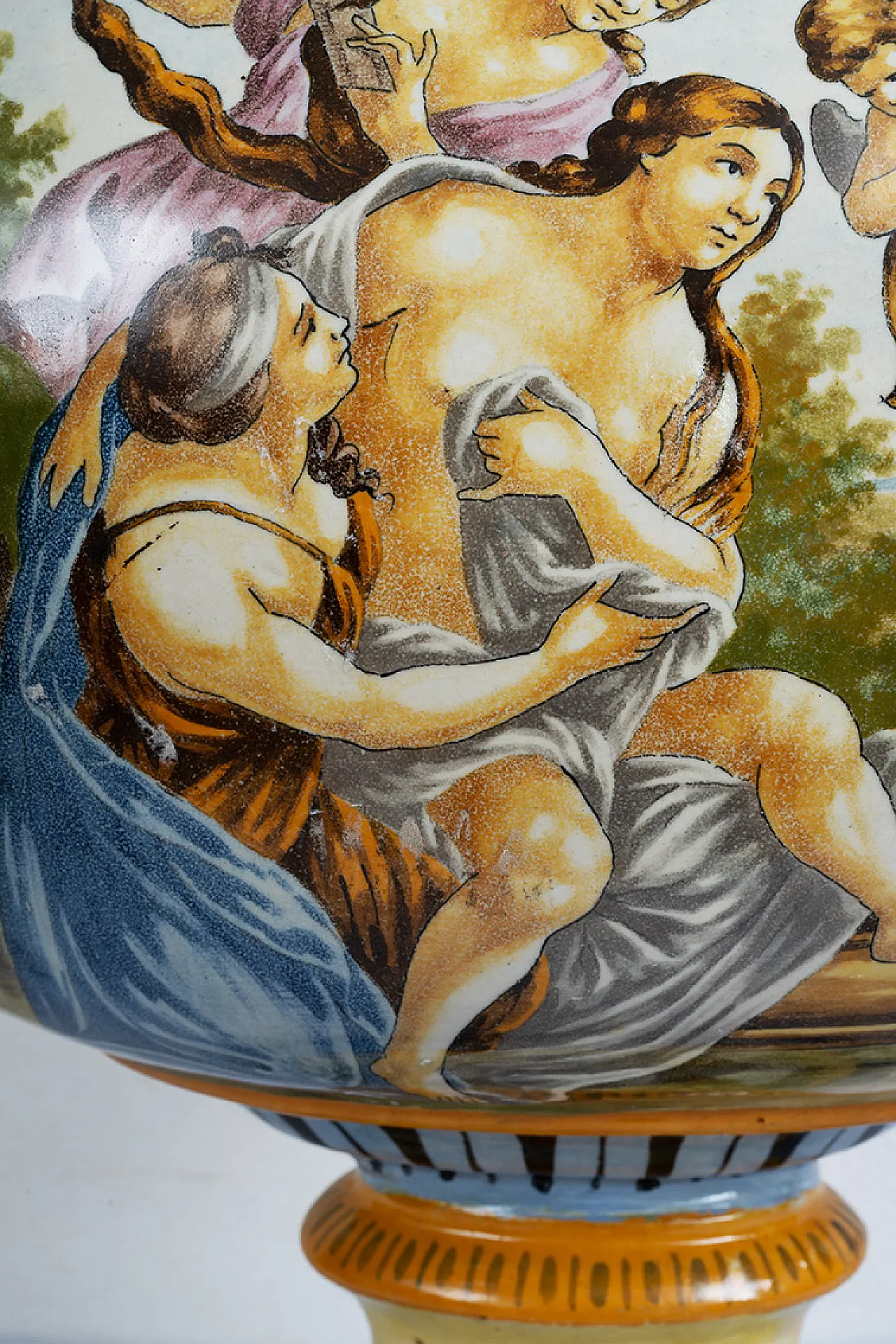 Glazed majolica centerpiece with mythological scenes, 19th century 4