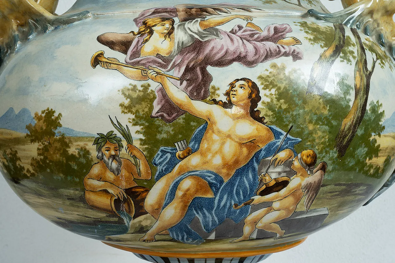 Glazed majolica centerpiece with mythological scenes, 19th century 6
