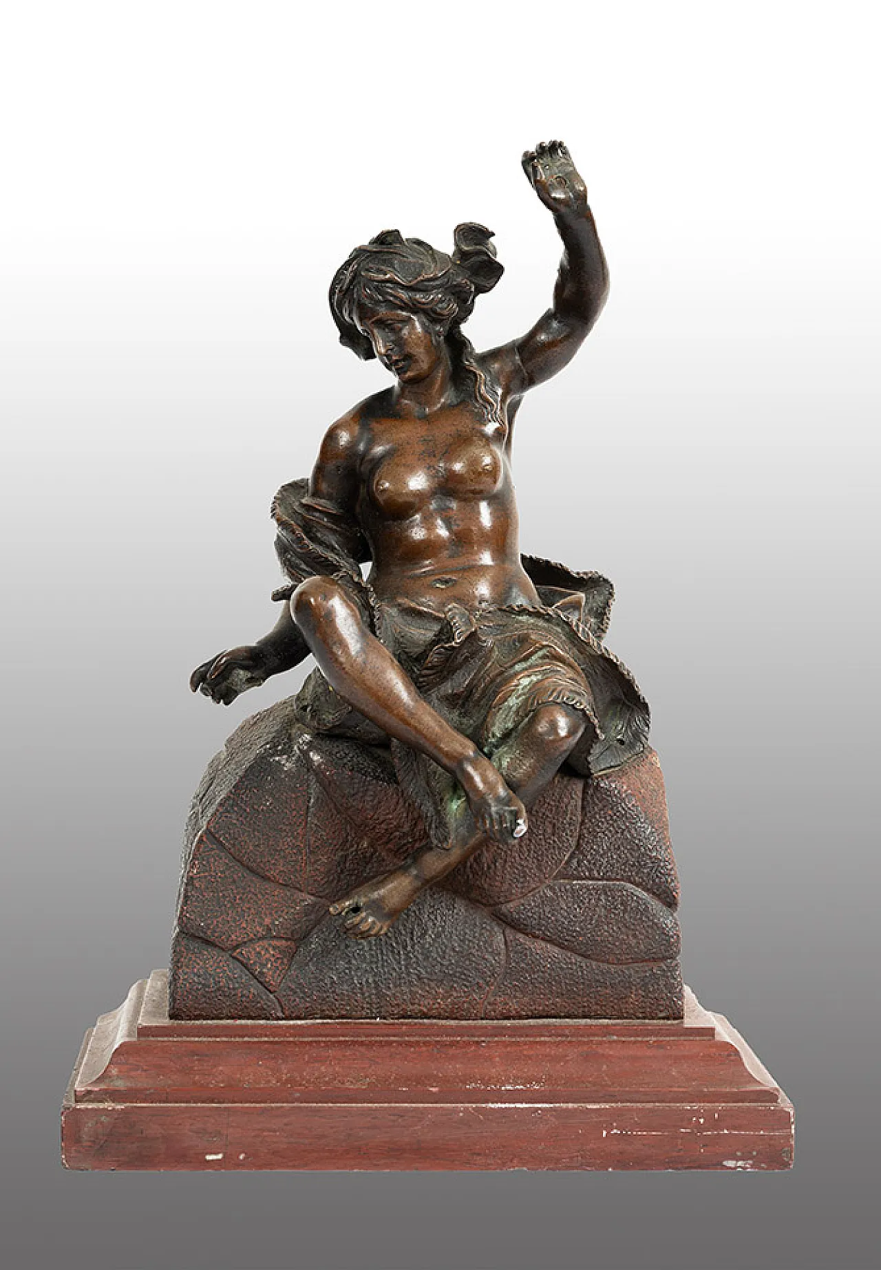 Scultura di donna in bronzo patinato Napoleone III su legno, '800 1