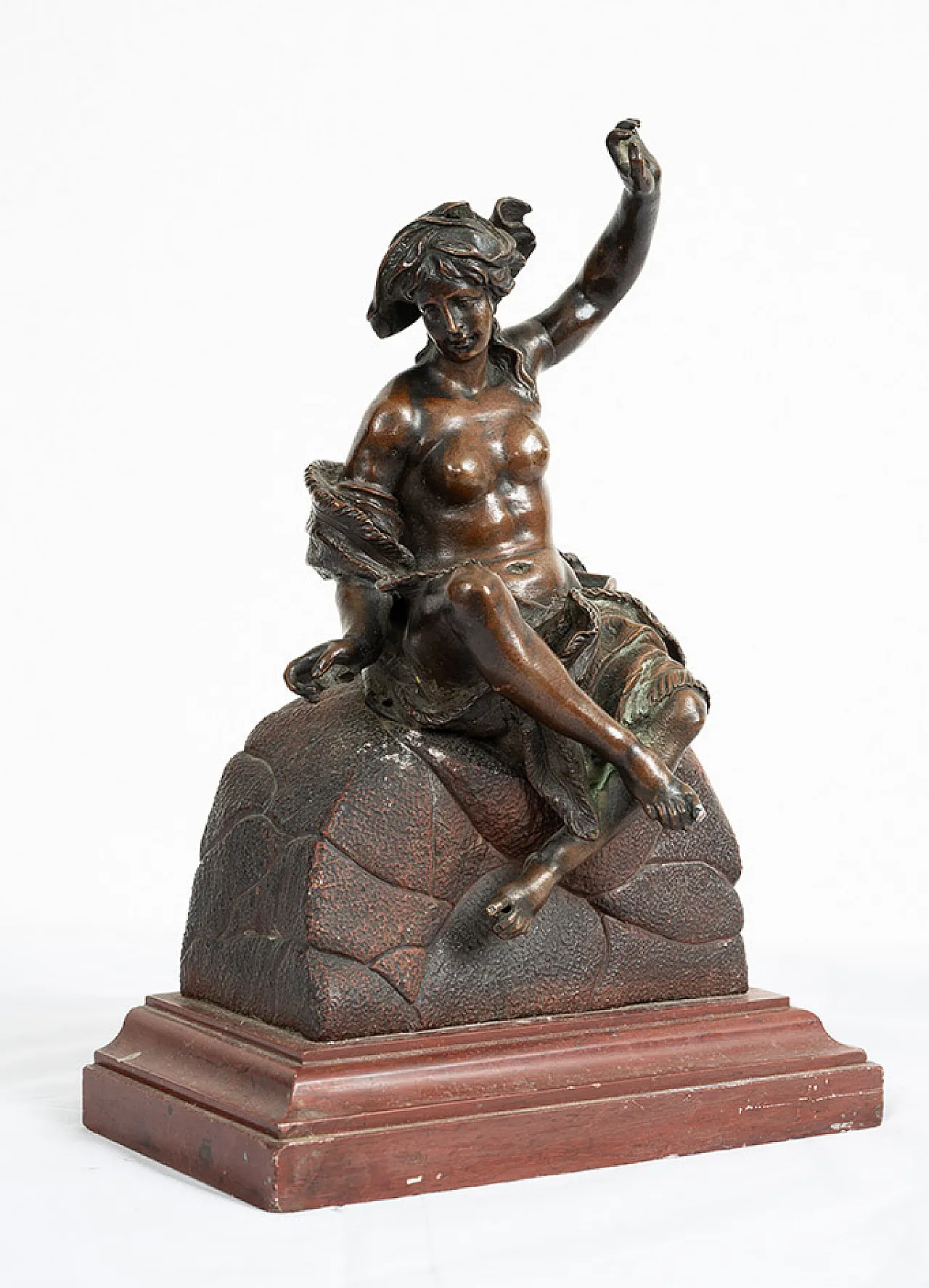 Scultura di donna in bronzo patinato Napoleone III su legno, '800 2