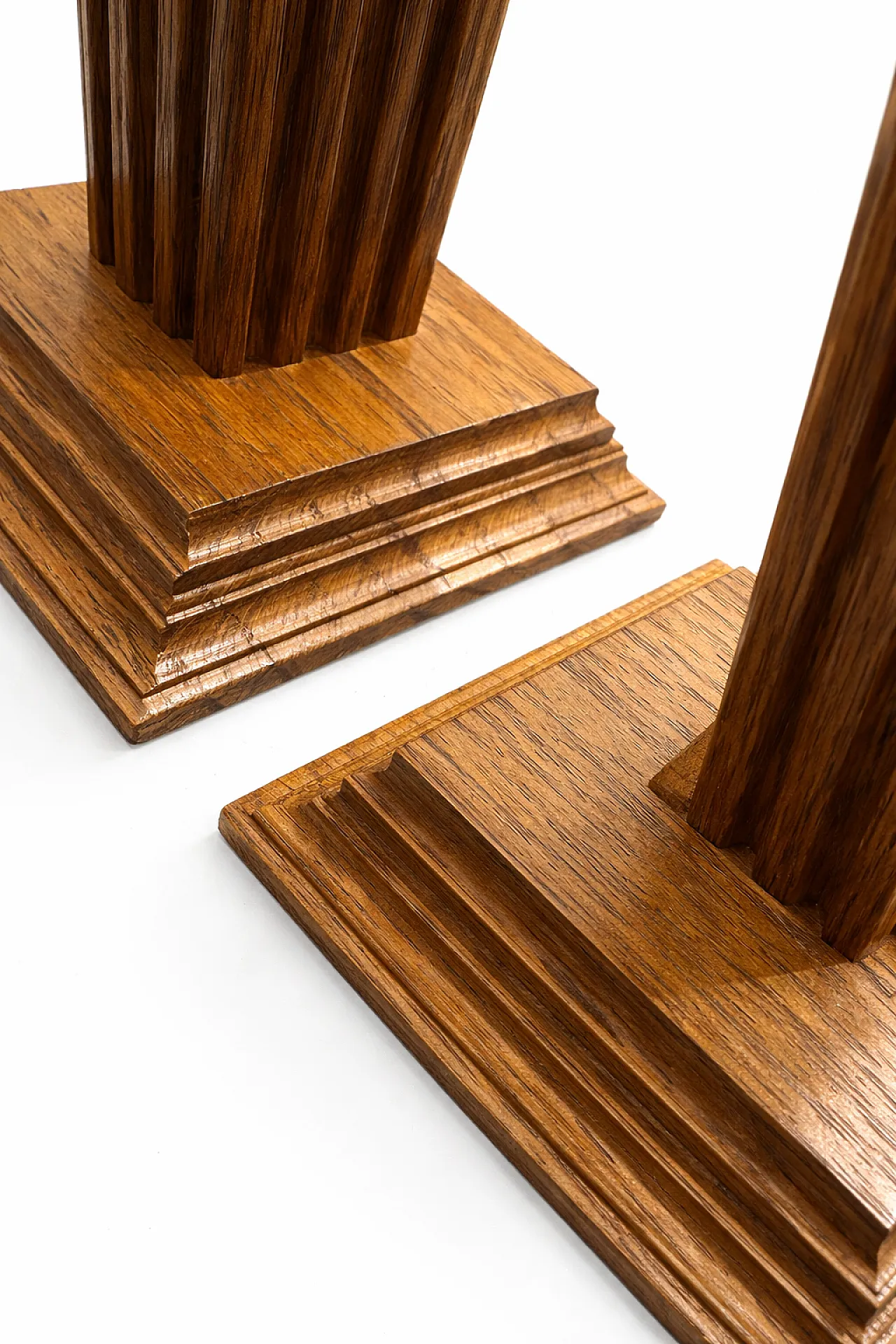 Pair Dutch Oak Candlesticks by MeubelFabriek Oisterwijk, 70s 4