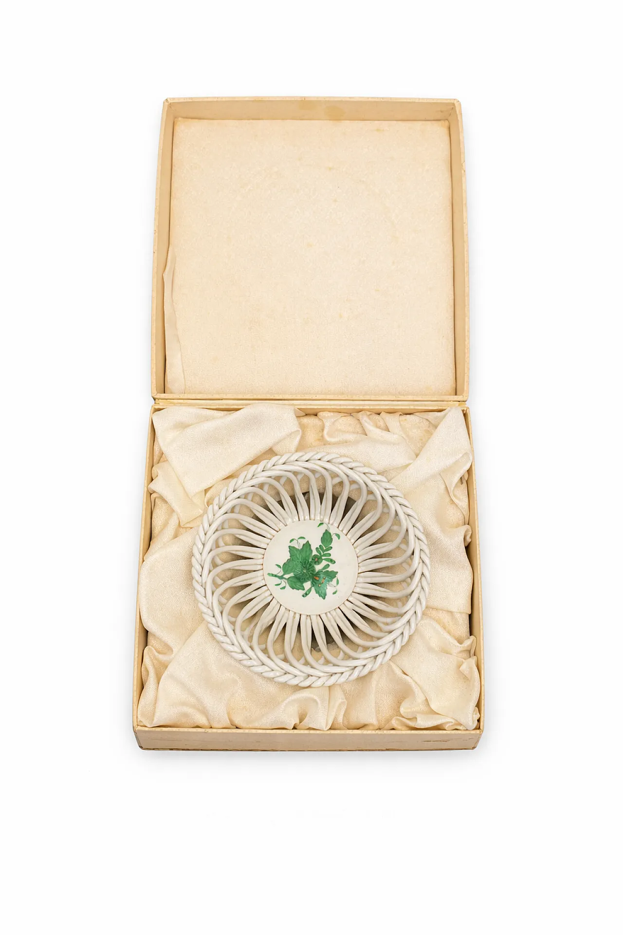 Hungary Mini Basket by Herend Apponyi Green 7373 AV, 80s 4