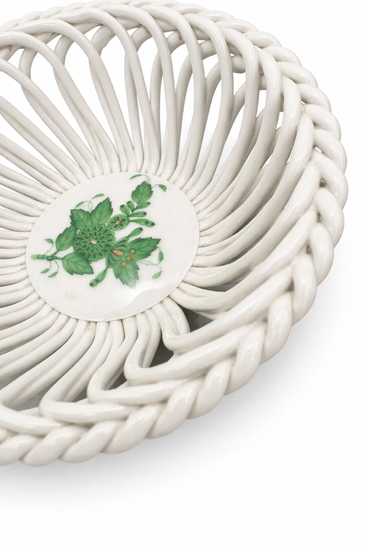 Hungary Mini Basket by Herend Apponyi Green 7373 AV, 80s 6