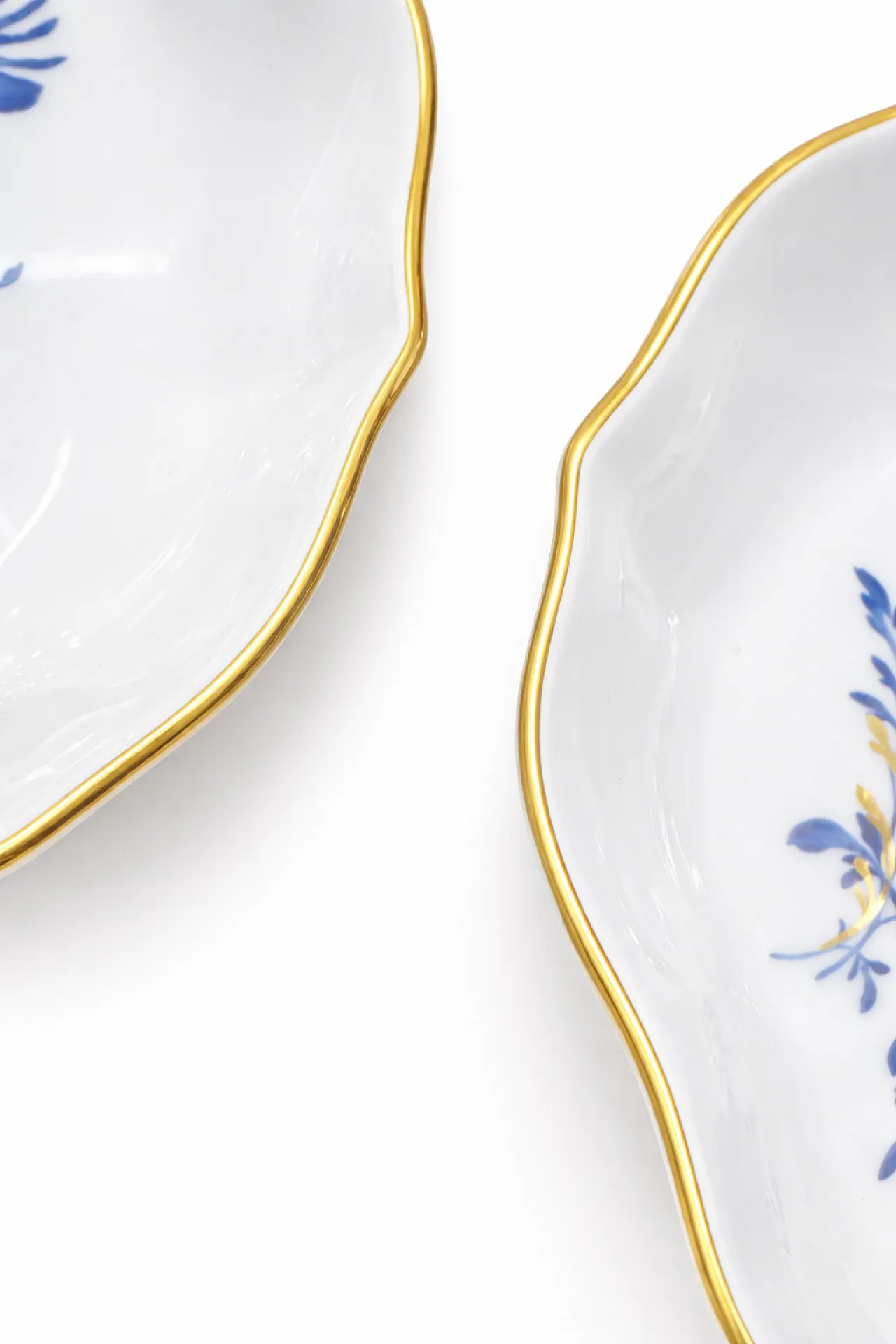 Coppia Piattini Meissen acquatinta blu e oro, anni '50 3