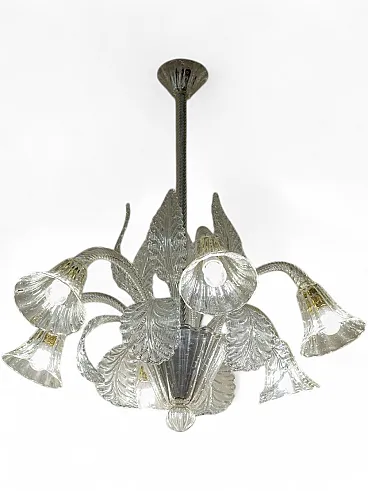 Six-Light Murano blown glass chandelier by Barovier & Toso, 1930s