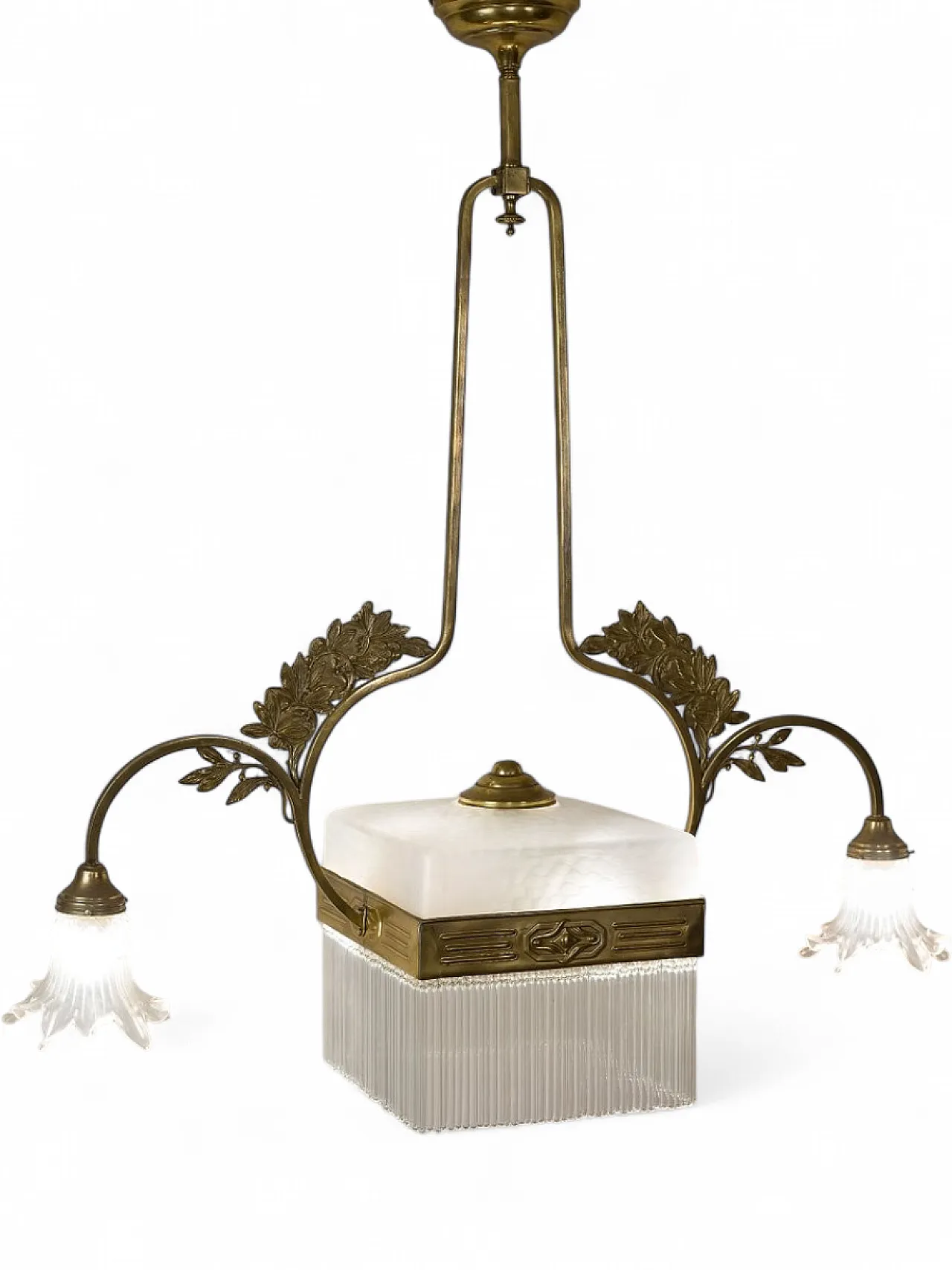 Pendant with floral ornaments in brass and Murano glass, 19th century 10