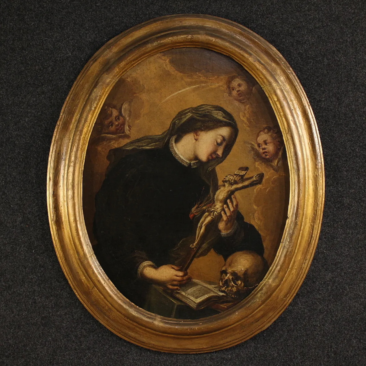 Oval painting of Saint Catherine of Genoa, 17th century 1
