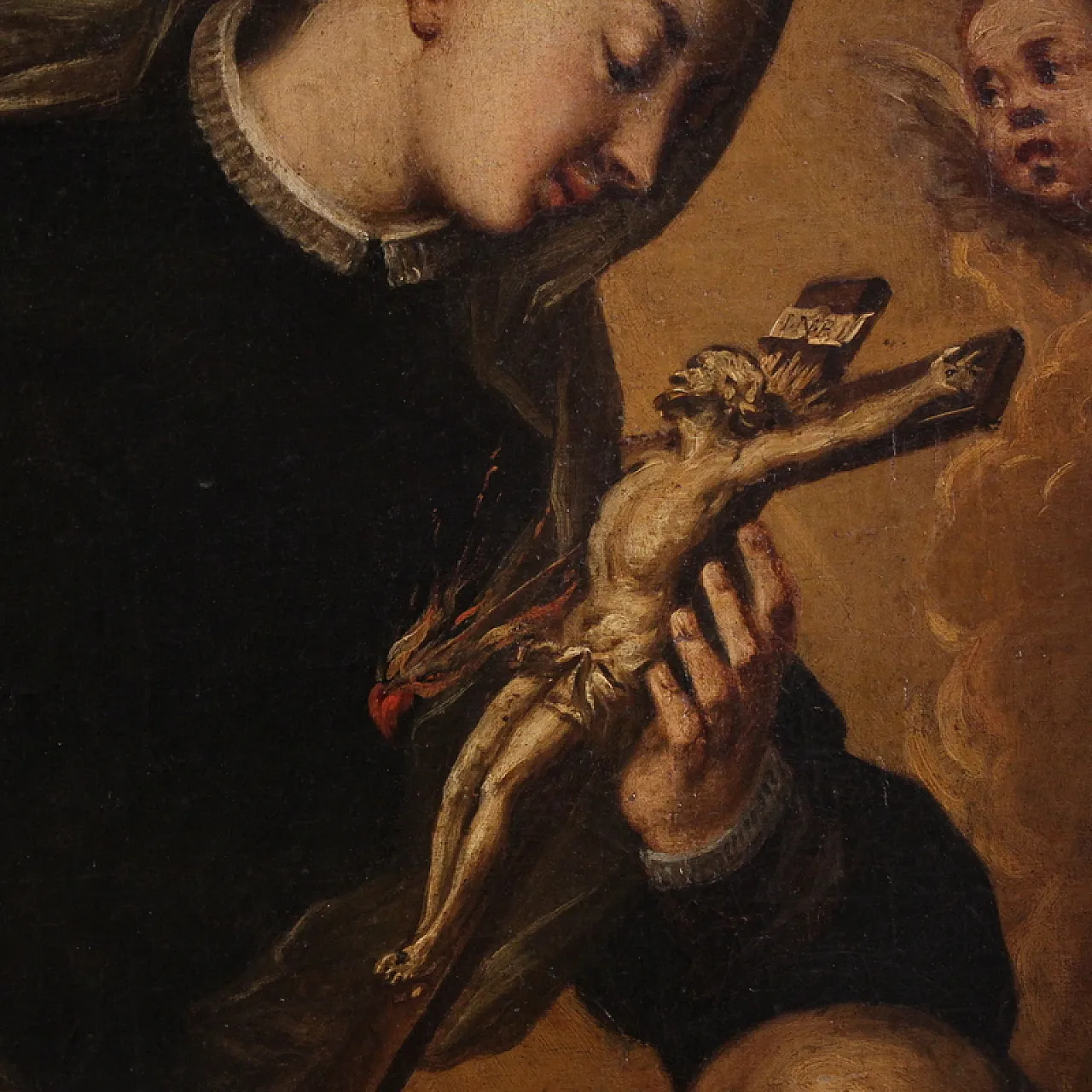 Oval painting of Saint Catherine of Genoa, 17th century 4