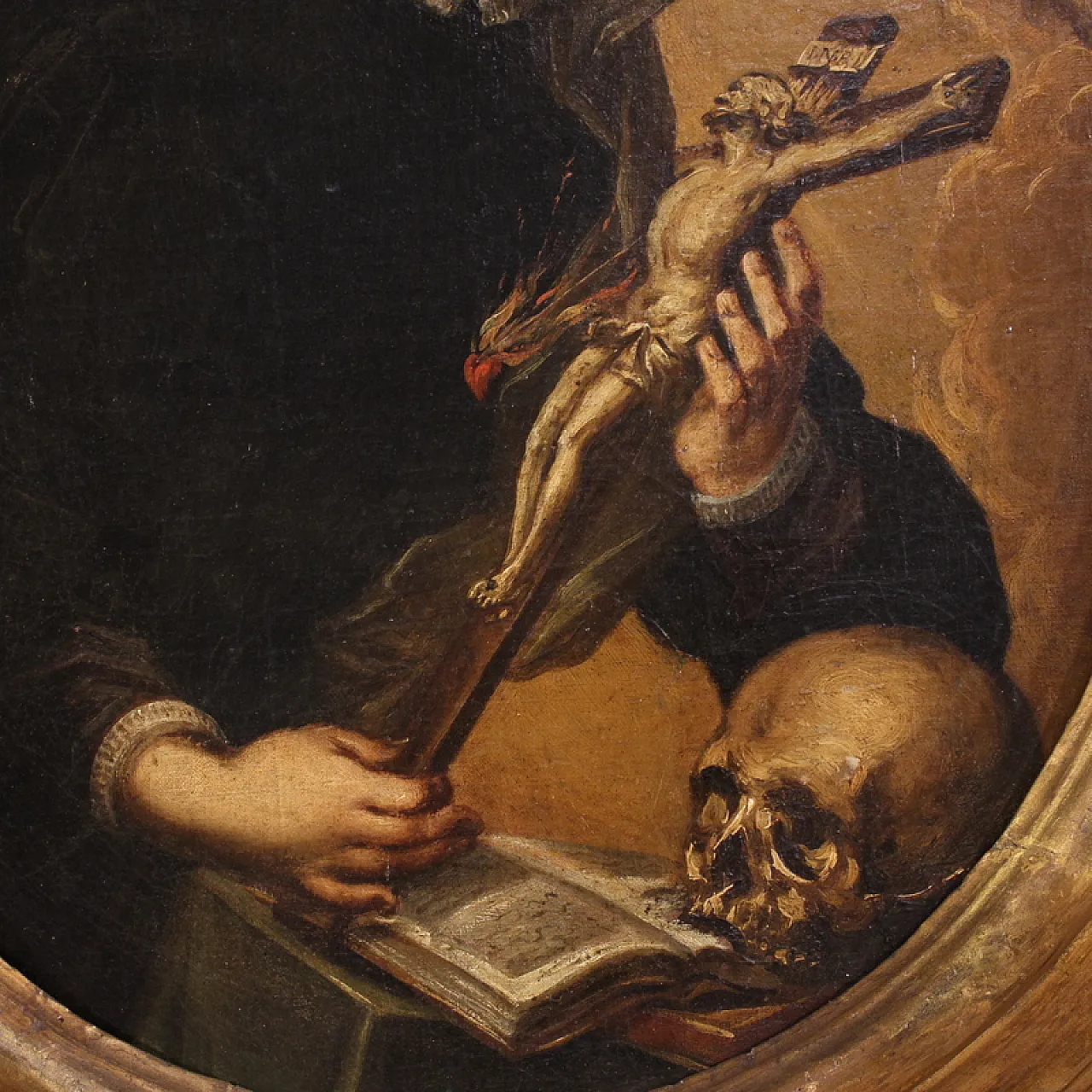 Oval painting of Saint Catherine of Genoa, 17th century 5
