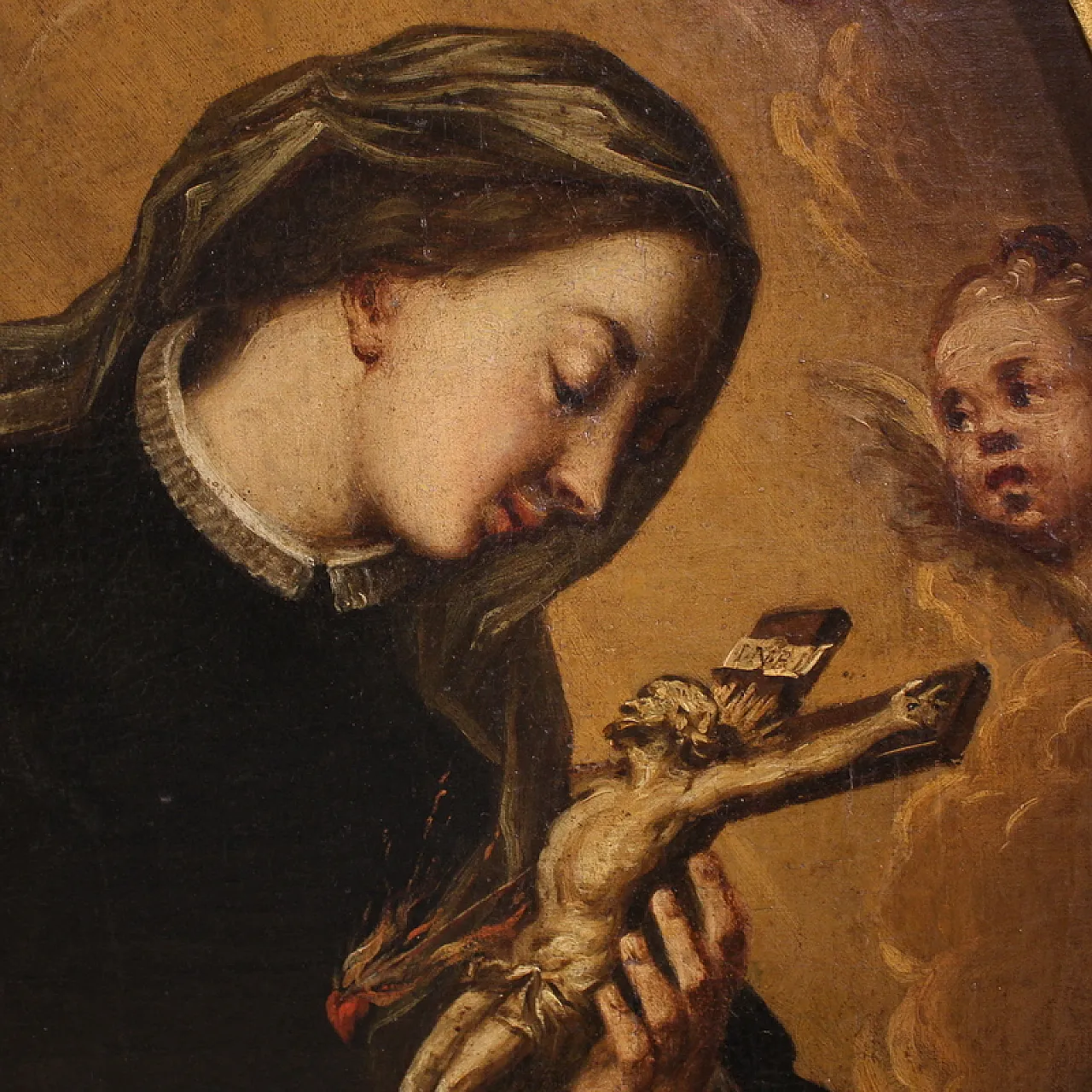 Oval painting of Saint Catherine of Genoa, 17th century 6