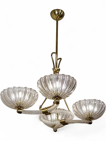 Venetian Murano glass 4-light chandelier, 1950s
