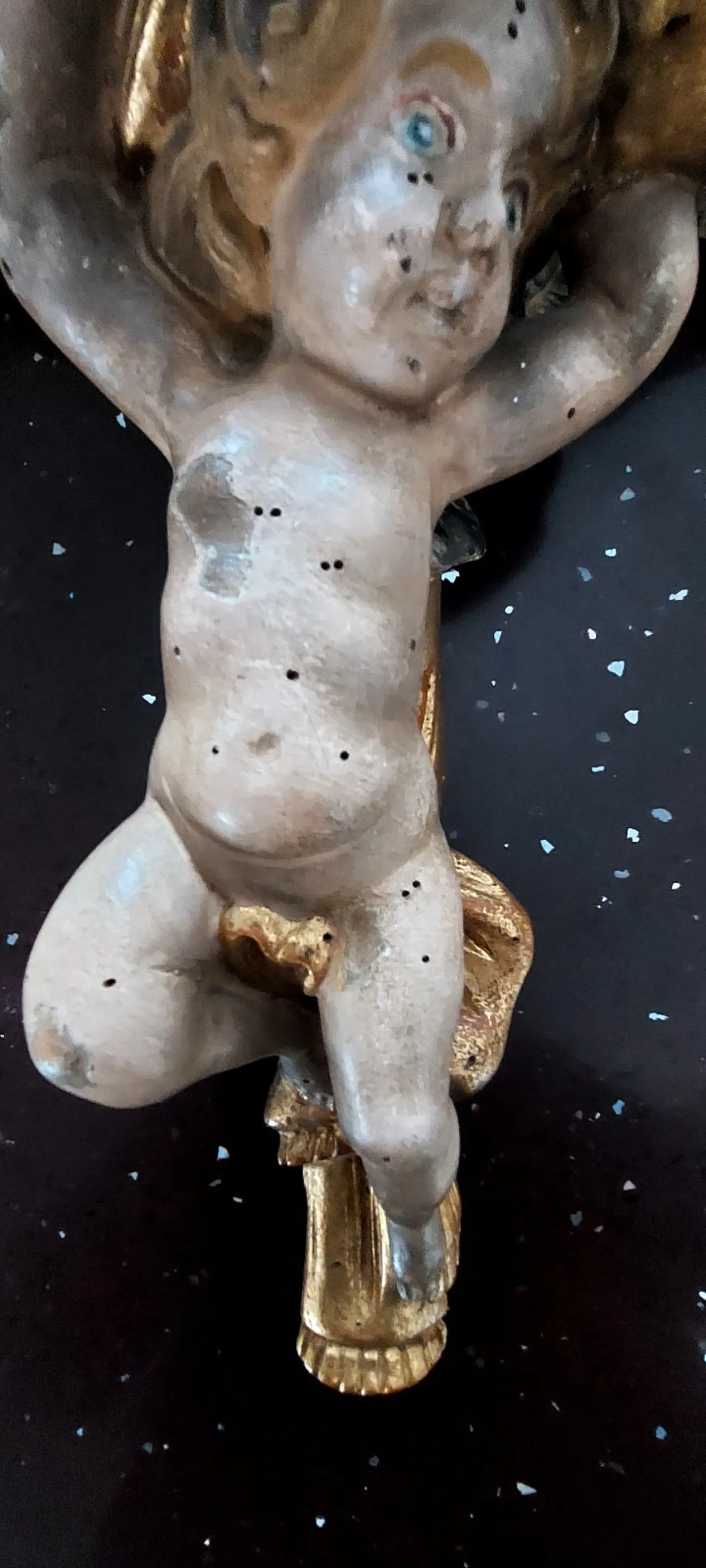 Pair of carved wooden shelves with angels, early 20th century 7