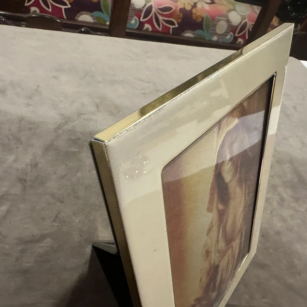 Brass and cream lacquered metal picture frame, 1970s 2