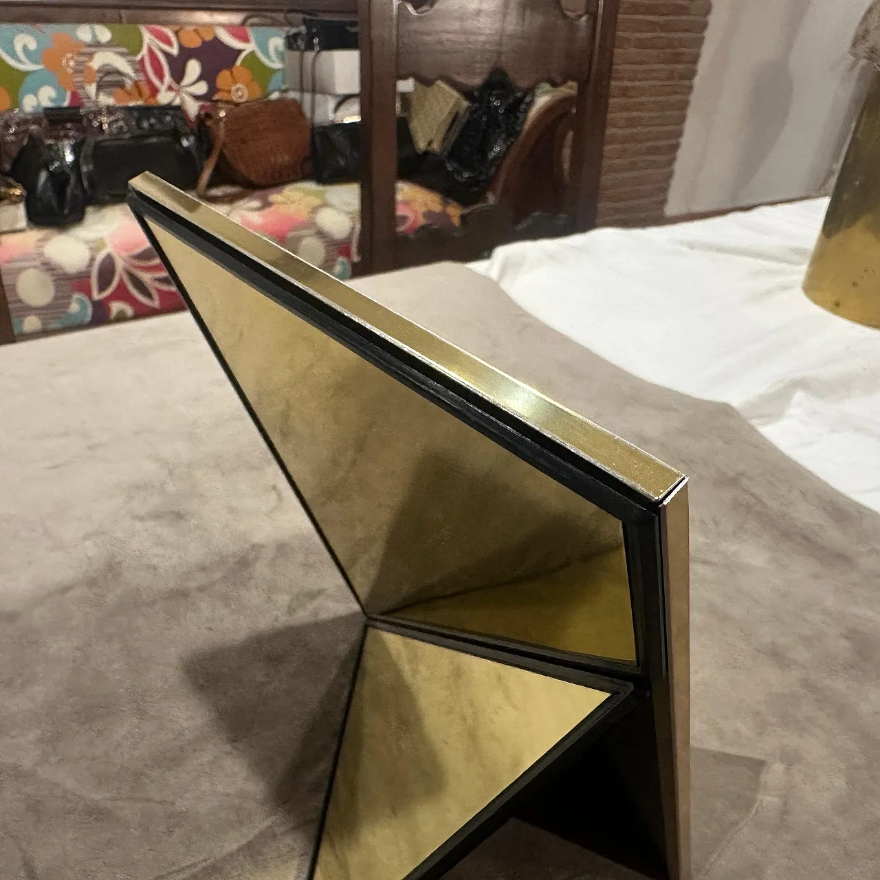 Brass and cream lacquered metal picture frame, 1970s 3