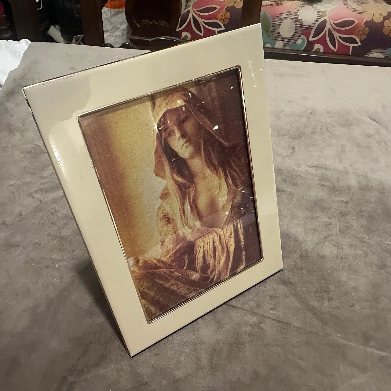 Brass and cream lacquered metal picture frame, 1970s 5