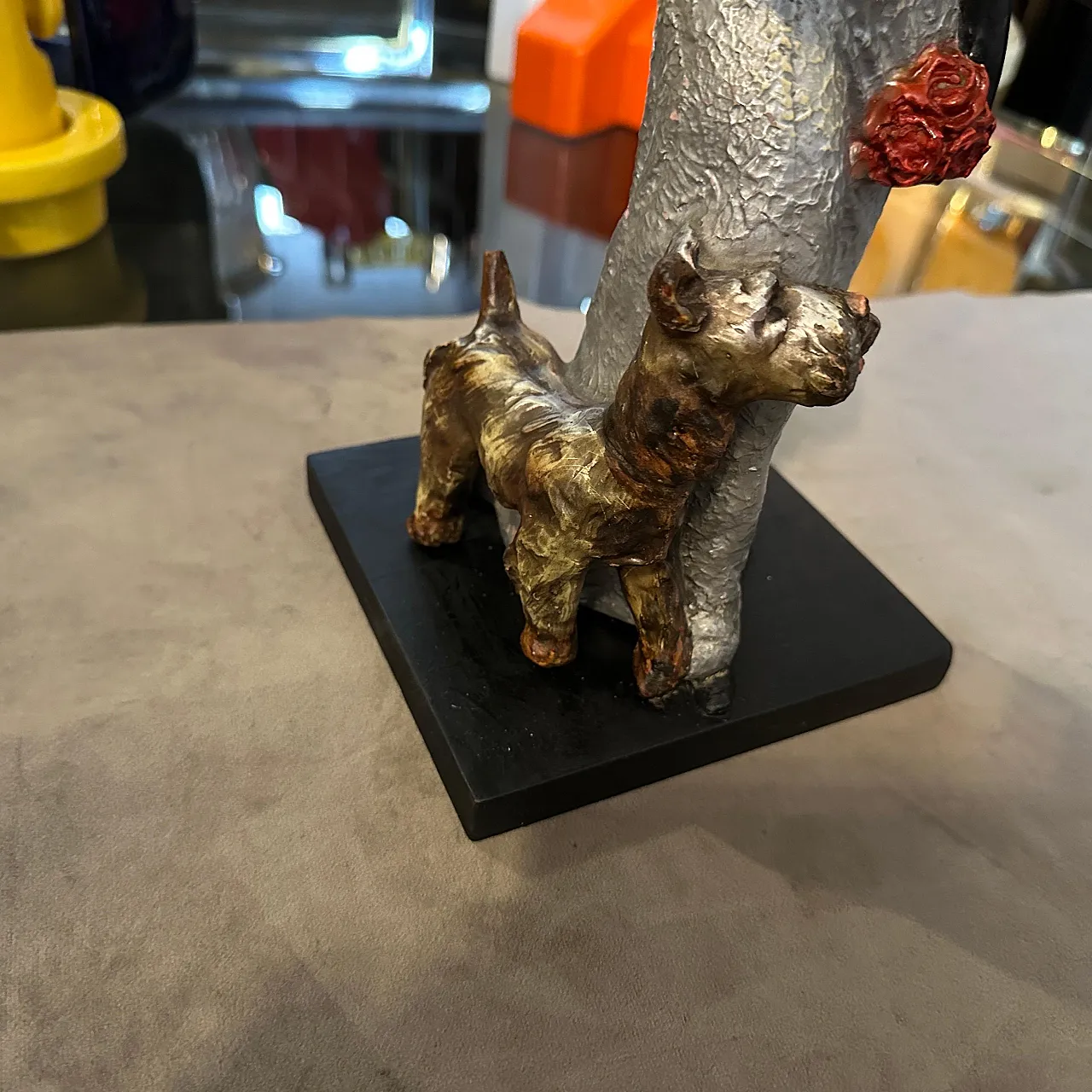 Ceramic figurine by Mollica, Woman with Fox Terrier, 1940s 5
